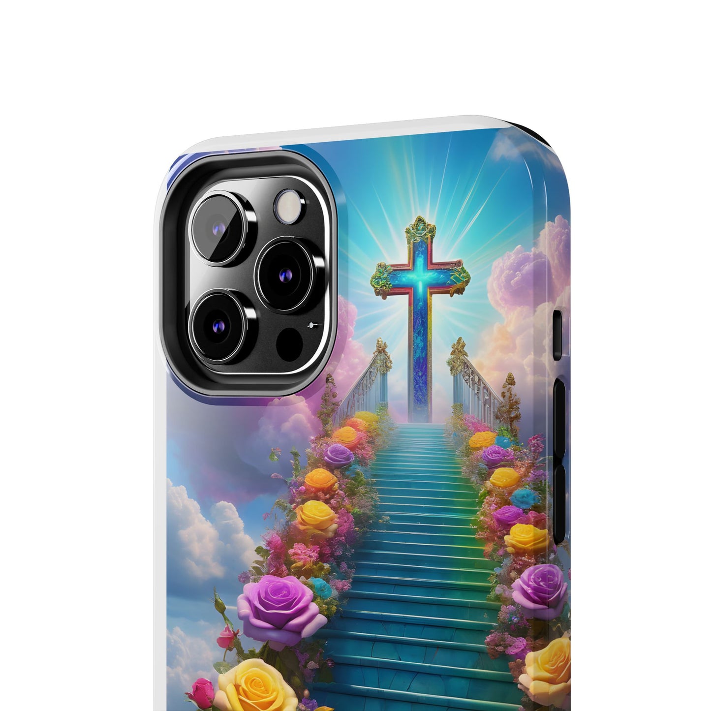 Heavenly Stairs Phone Case - Tough Protection with Cross Design