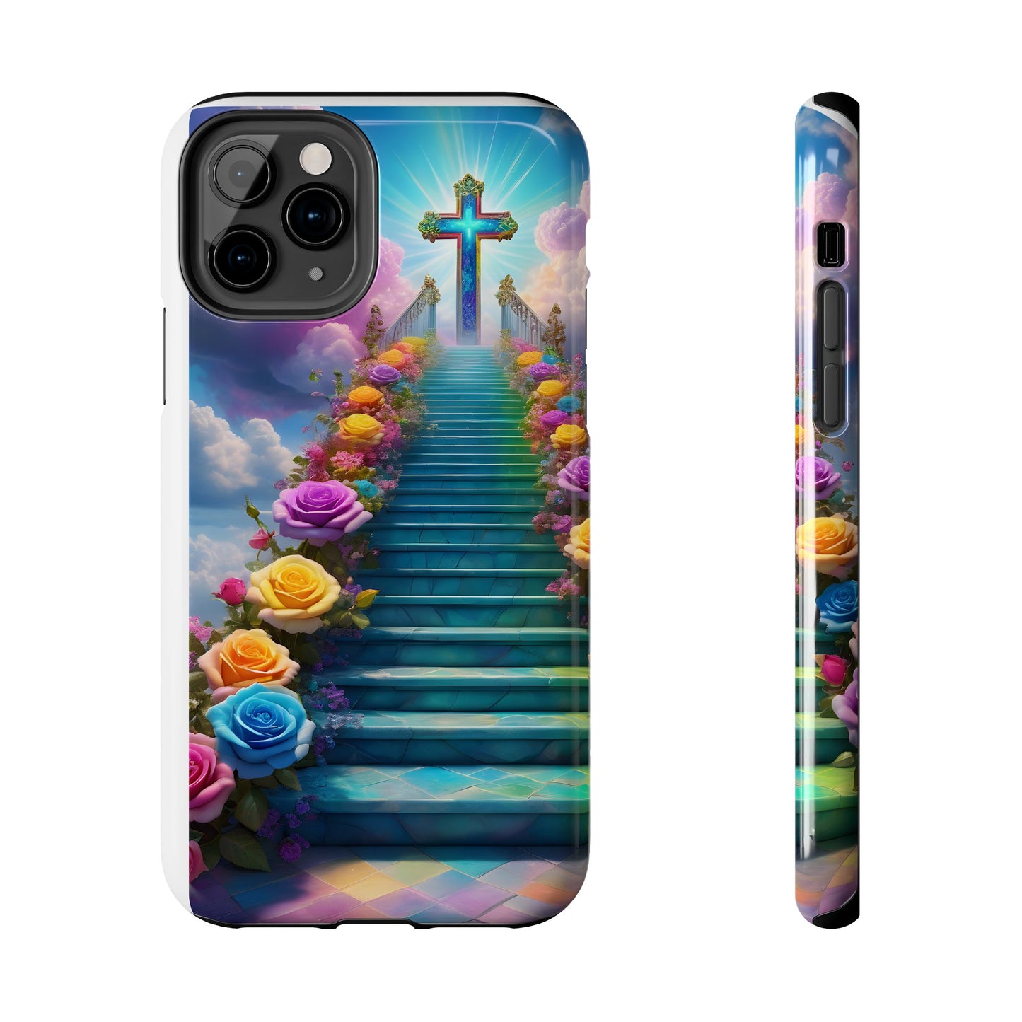 Heavenly Stairs Phone Case - Tough Protection with Cross Design