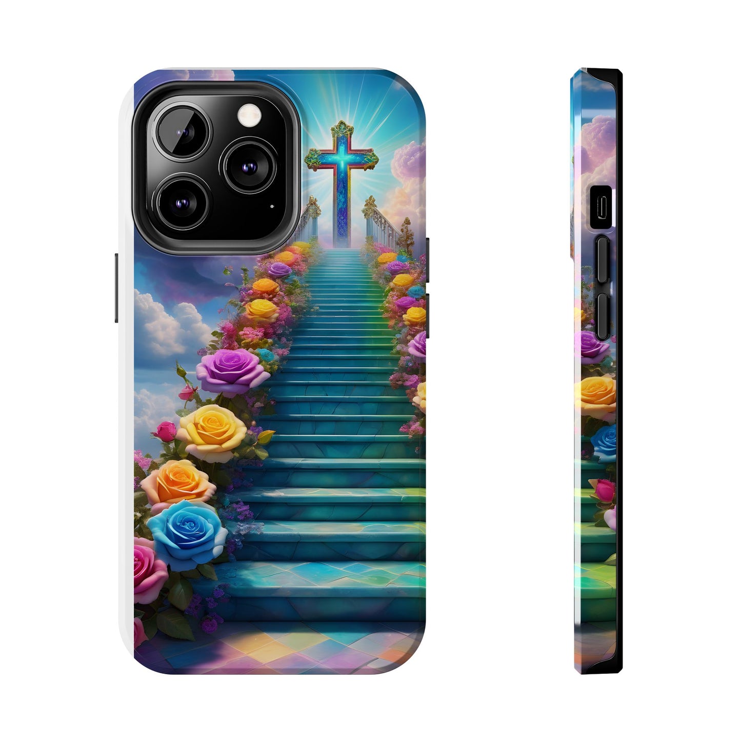 Heavenly Stairs Phone Case - Tough Protection with Cross Design