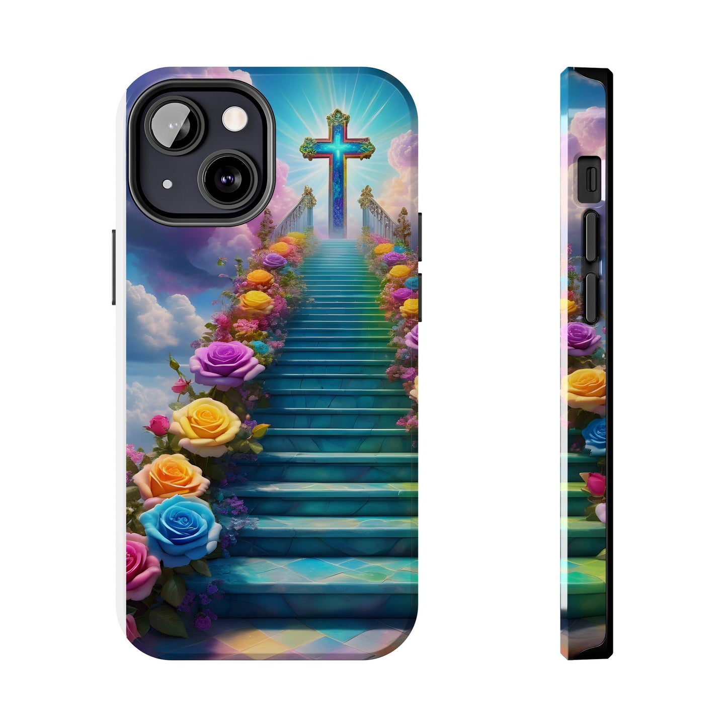 Heavenly Stairs Phone Case - Tough Protection with Cross Design