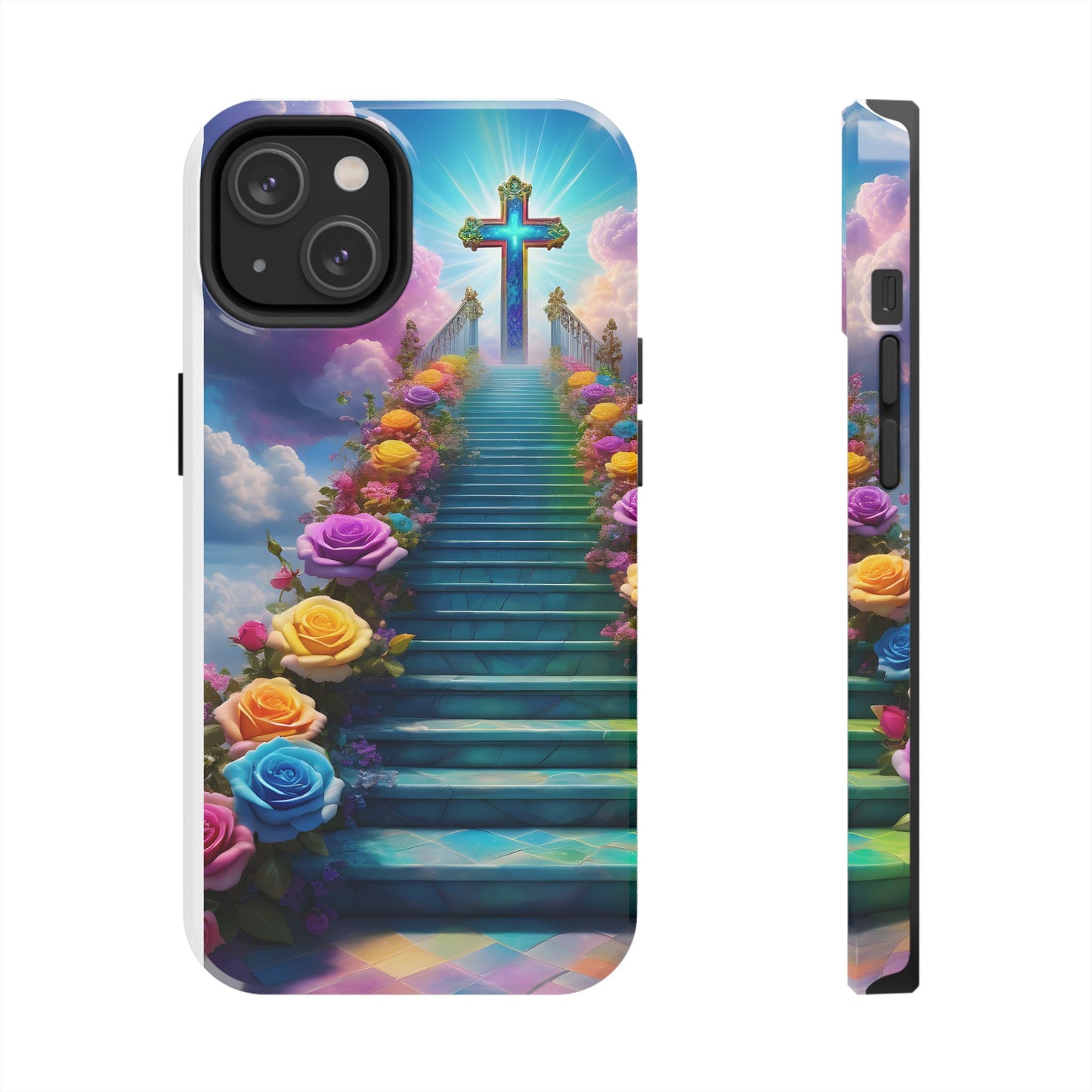 Heavenly Stairs Phone Case - Tough Protection with Cross Design