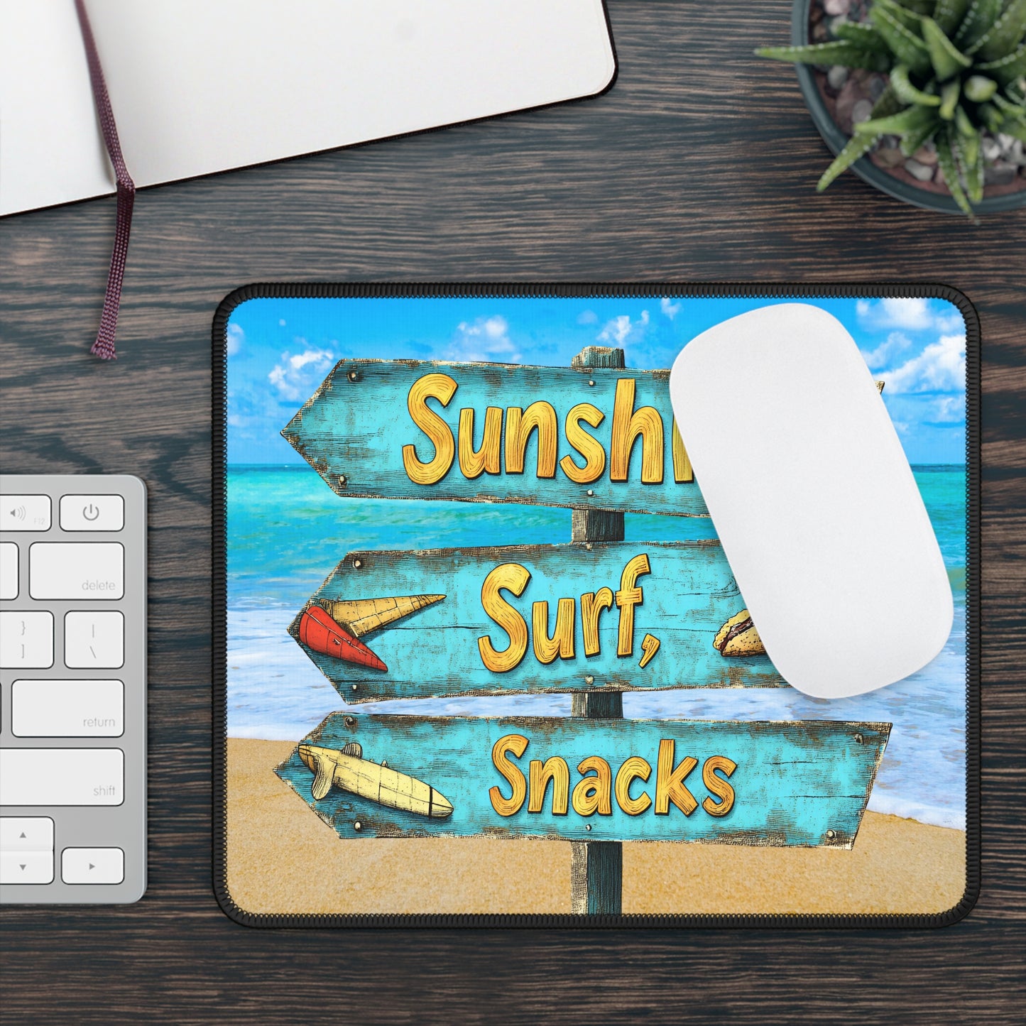 Sunshine, Surf, Snacks Mouse Pad – Your Desk’s New Happy Place