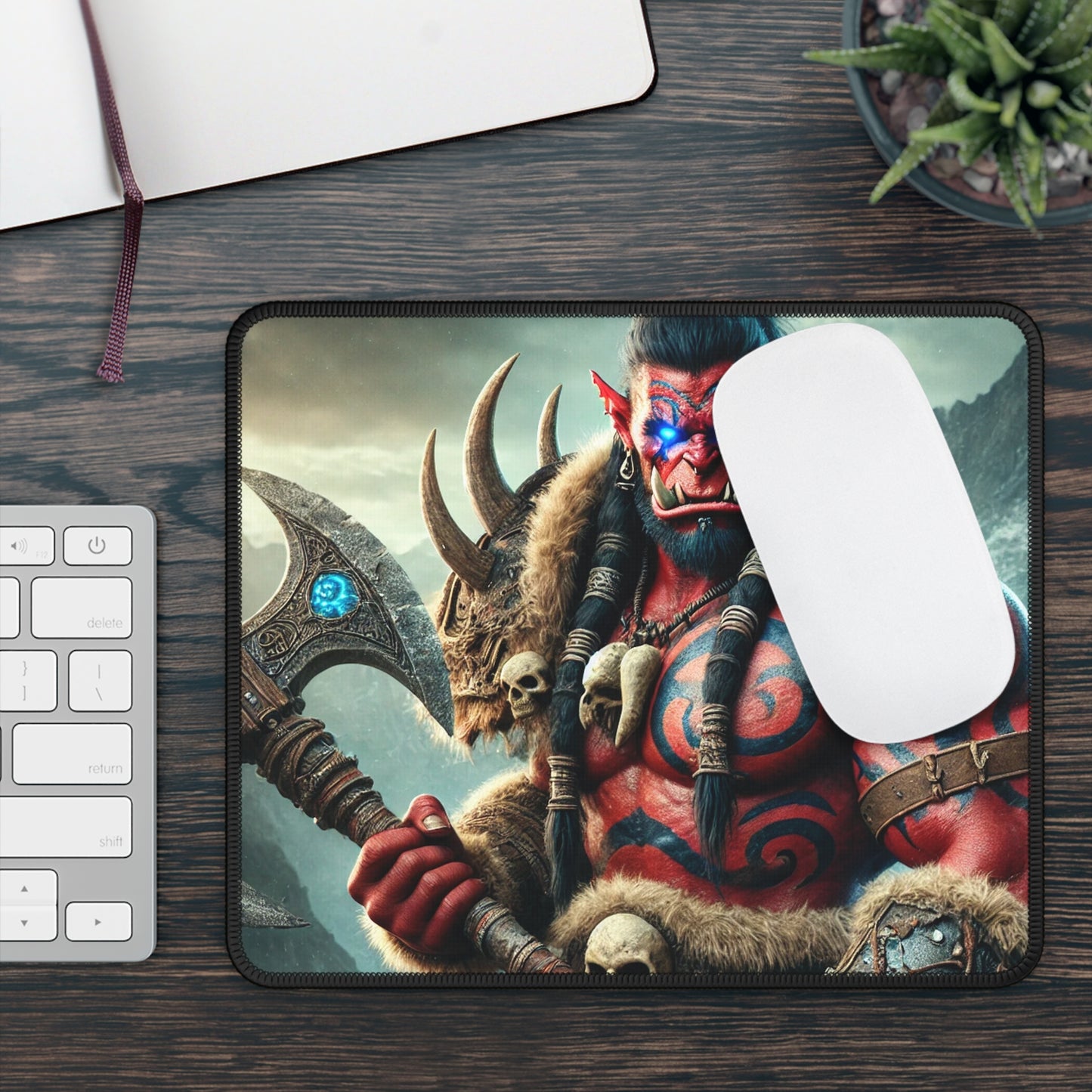 Blazing Bloodrage Mouse Pad – Wield the Axe, Rule the Realm
