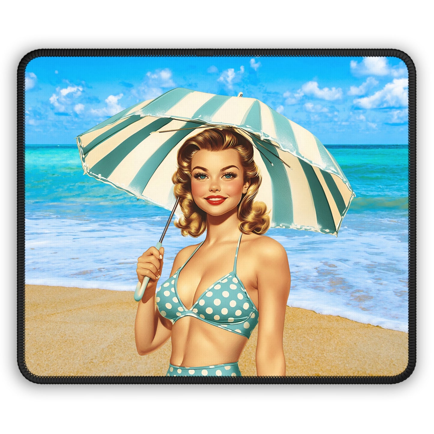 Retro Beach Babe Mouse Pad – Classic Glam Meets Ocean Breeze
