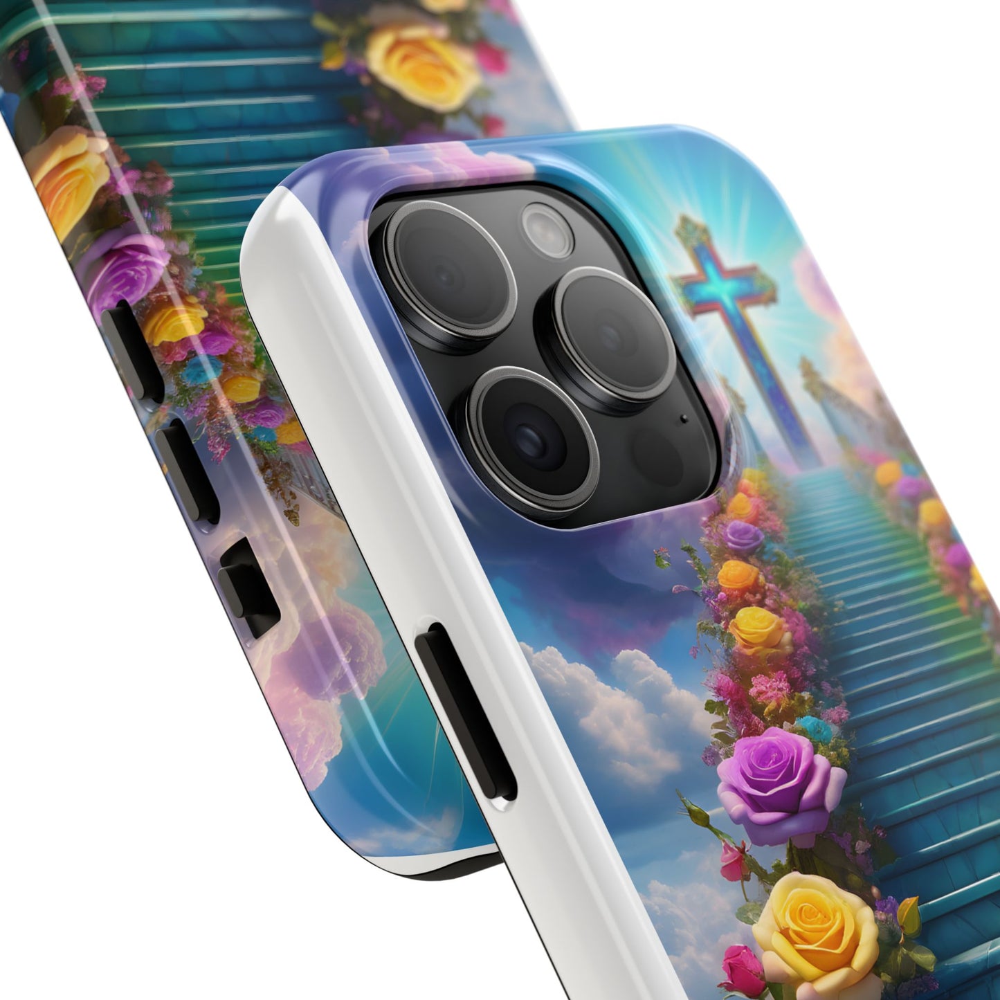 Heavenly Stairs Phone Case - Tough Protection with Cross Design