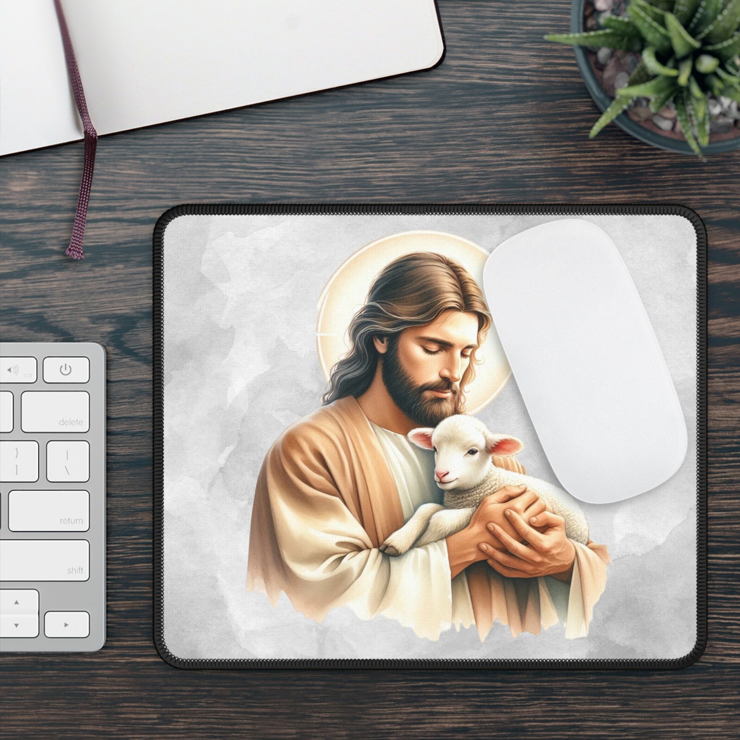 Gentle Shepherd Mouse Pad – Rest in His Care, Surrounded by Peace and Love