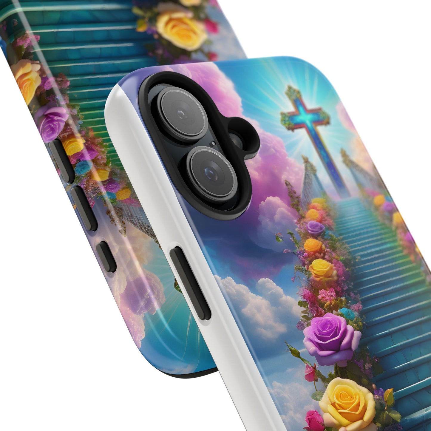 Heavenly Stairs Phone Case - Tough Protection with Cross Design