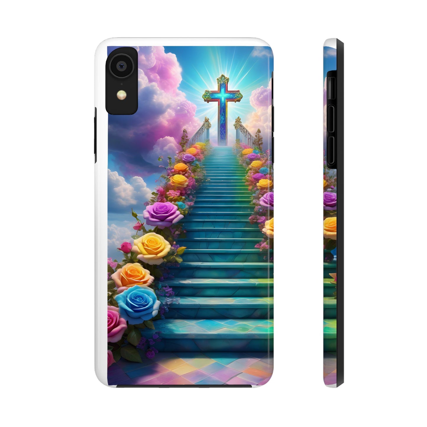 Heavenly Stairs Phone Case - Tough Protection with Cross Design