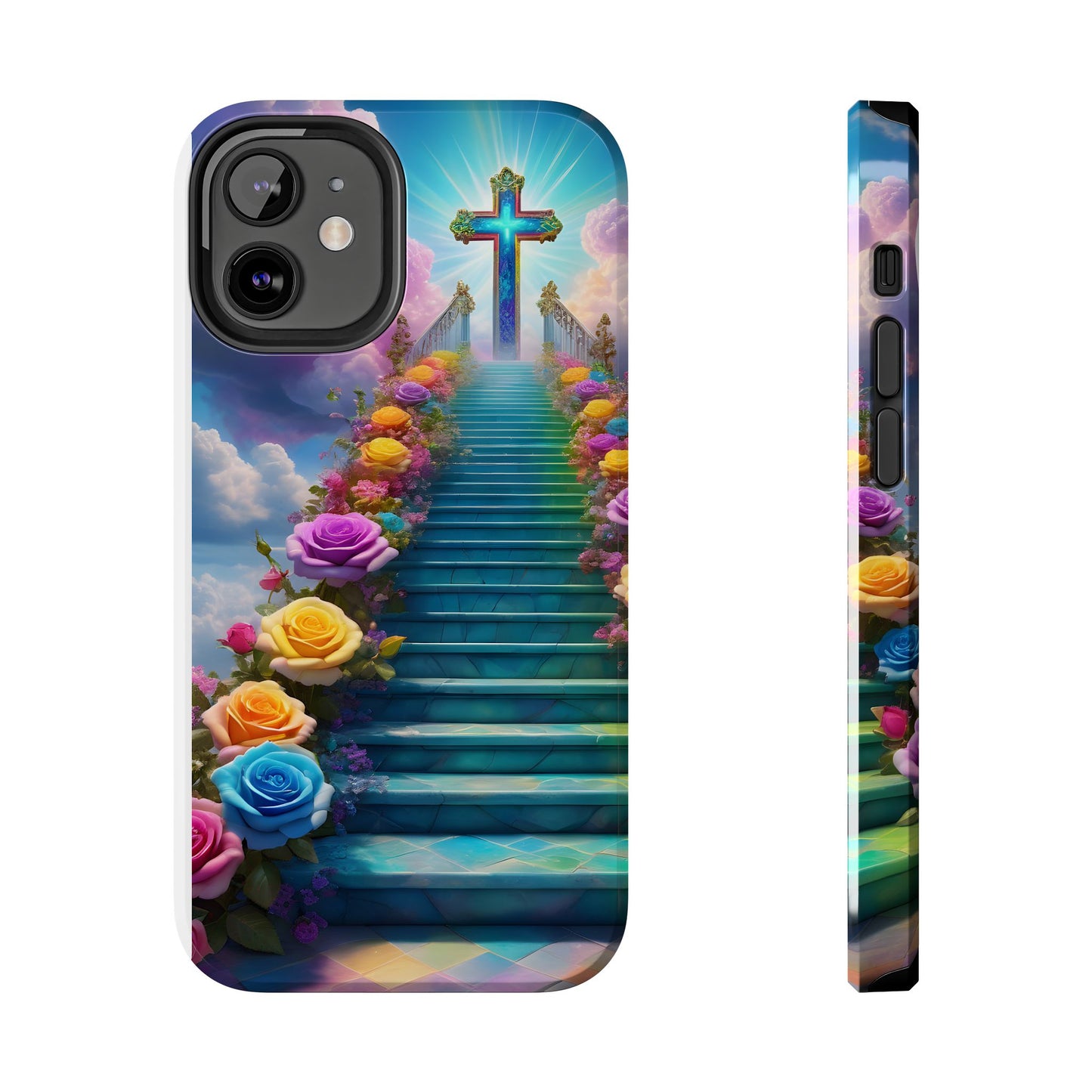 Heavenly Stairs Phone Case - Tough Protection with Cross Design