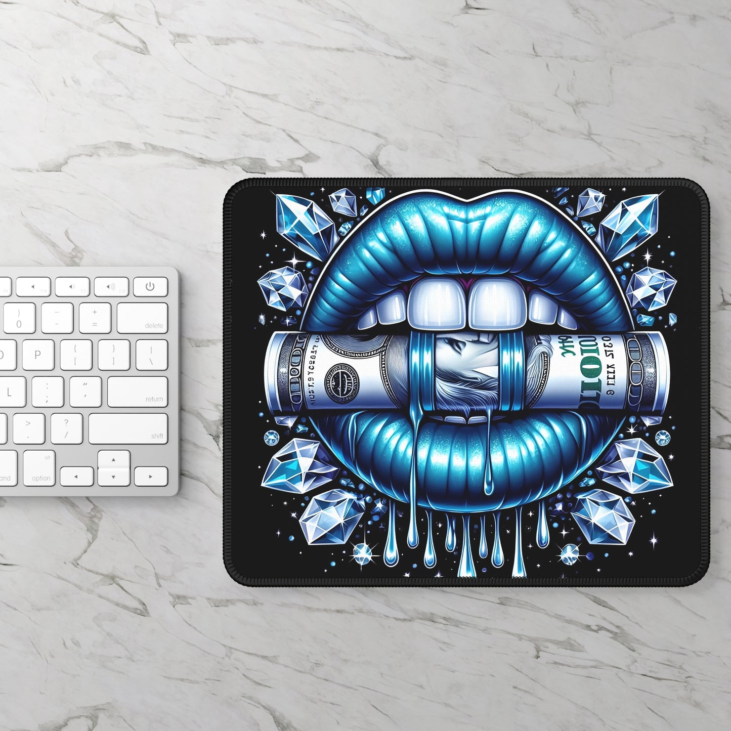 Money Lips & Diamond Drip Mouse Pad – Click Like a Billionaire
