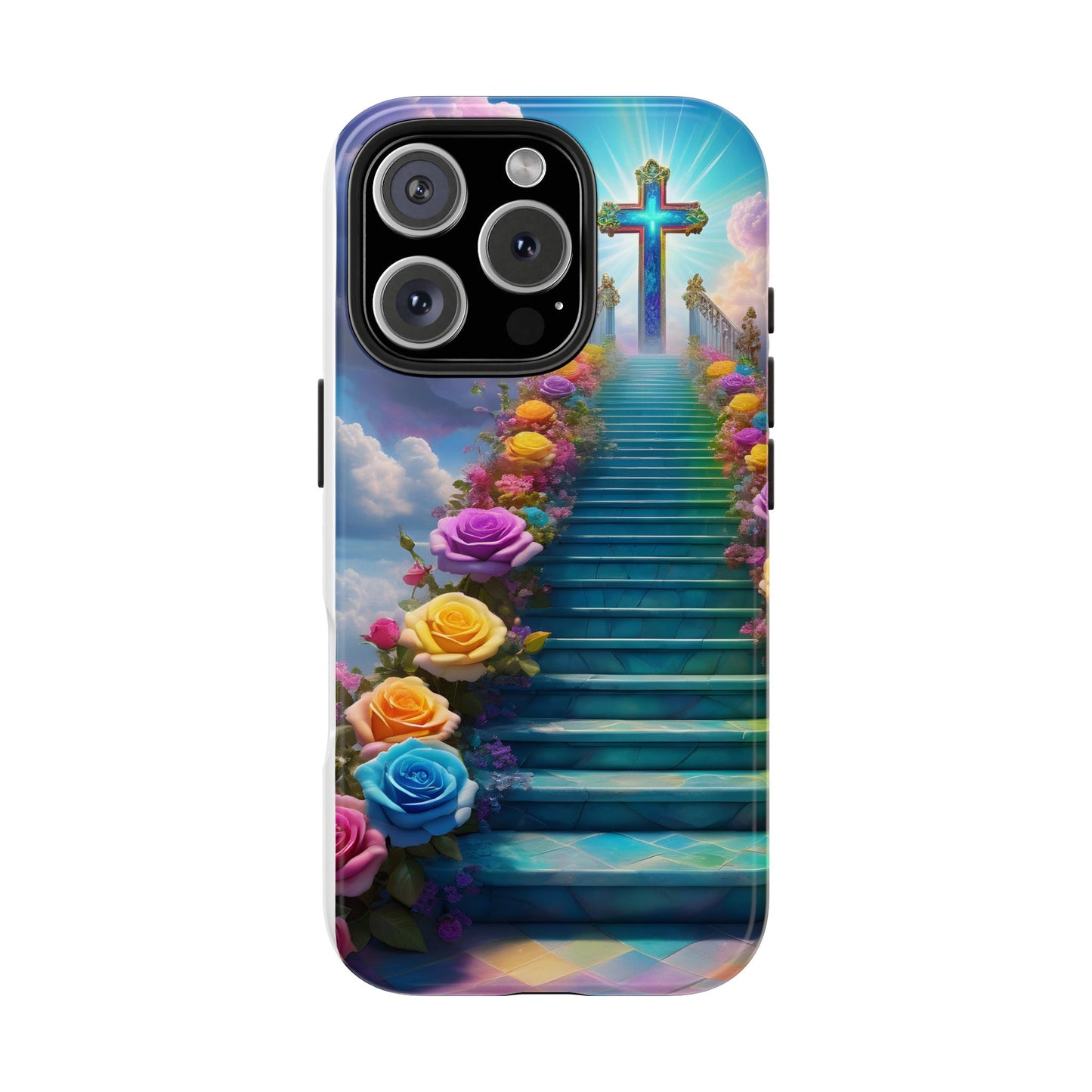 Heavenly Stairs Phone Case - Tough Protection with Cross Design
