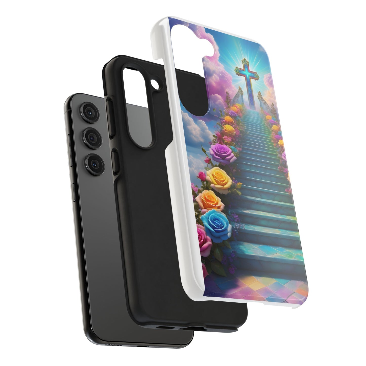 Heavenly Stairs Phone Case - Tough Protection with Cross Design