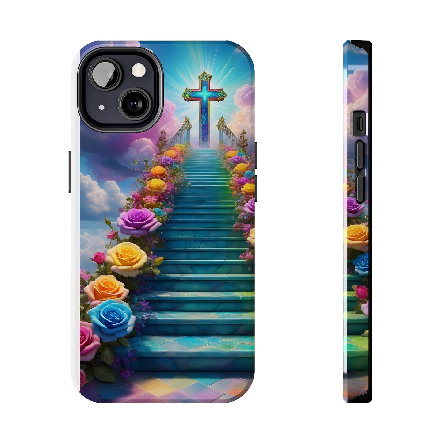 Heavenly Stairs Phone Case - Tough Protection with Cross Design