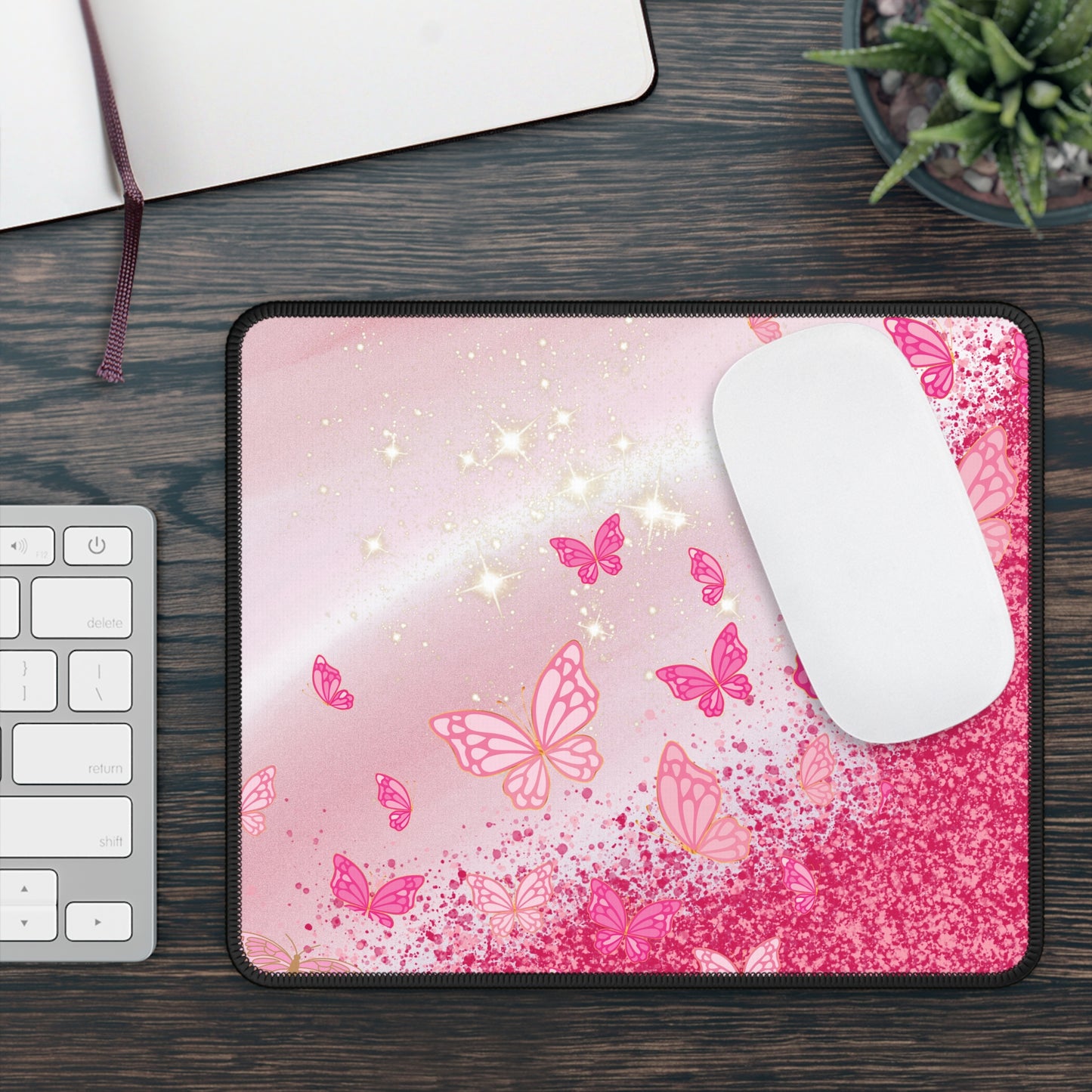 Pink Sparkle Flight Mouse Pad – Flutter with Fierce Style