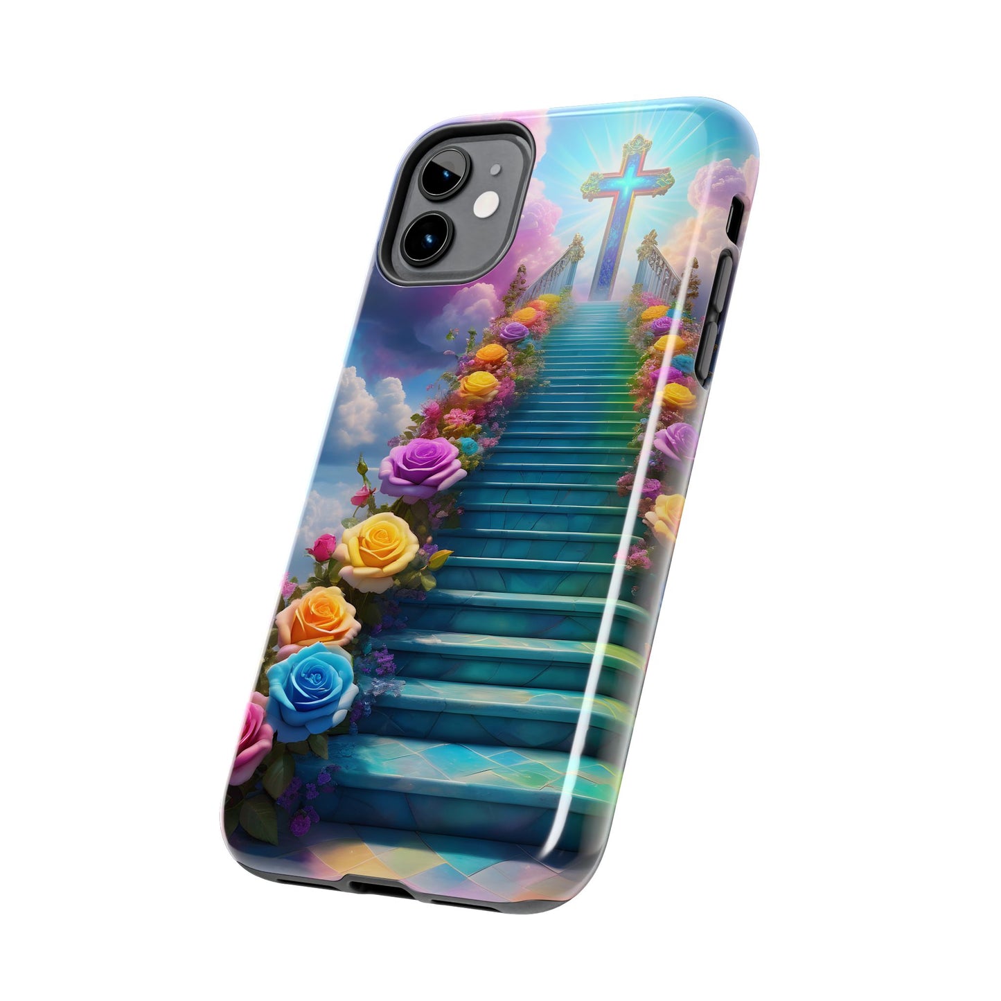 Heavenly Stairs Phone Case - Tough Protection with Cross Design