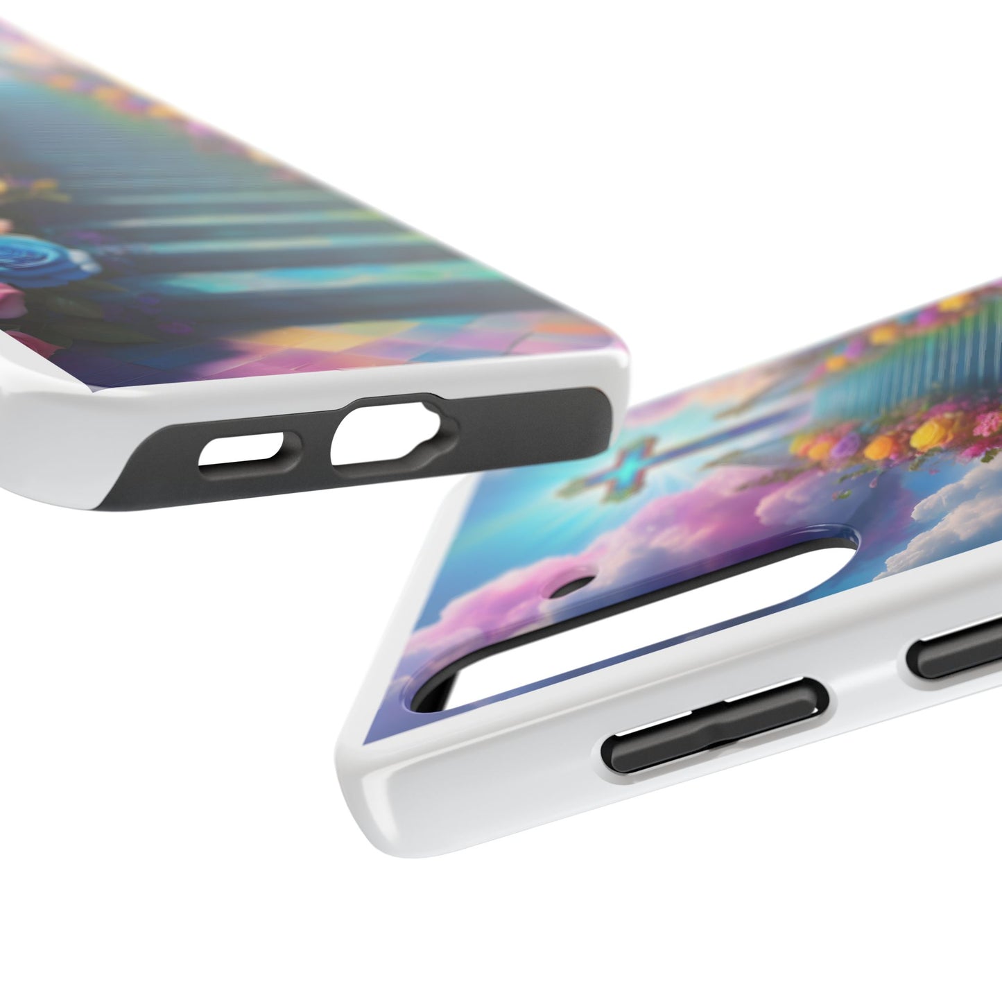 Heavenly Stairs Phone Case - Tough Protection with Cross Design
