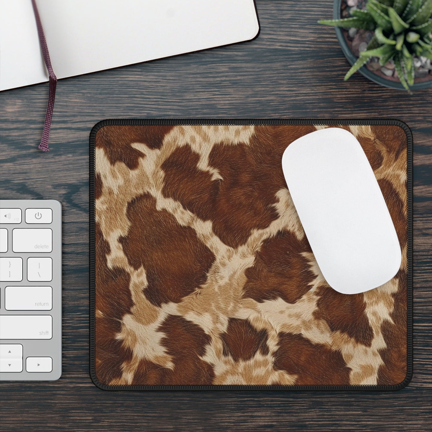 Cowhide Vibes Mouse Pad – Rugged Charm for the Rootinest Tootinest Desktops