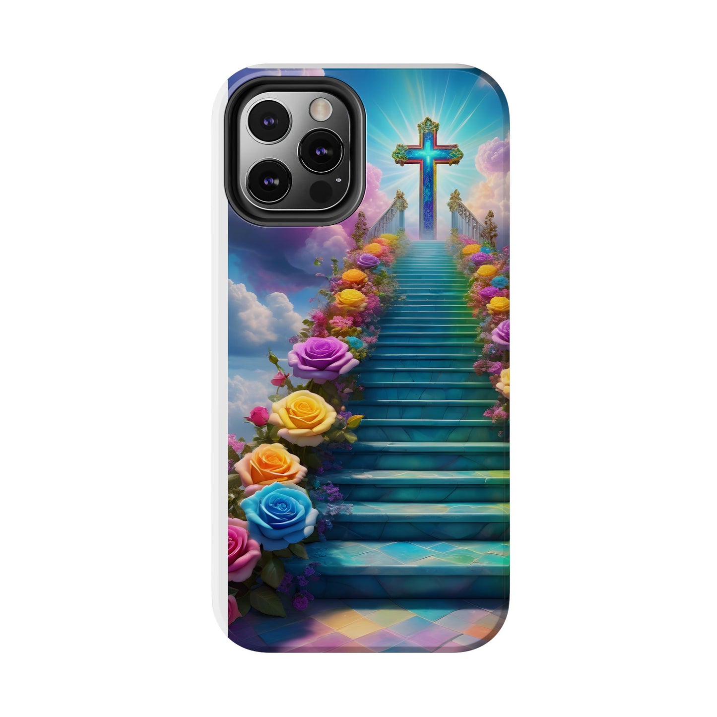 Heavenly Stairs Phone Case - Tough Protection with Cross Design
