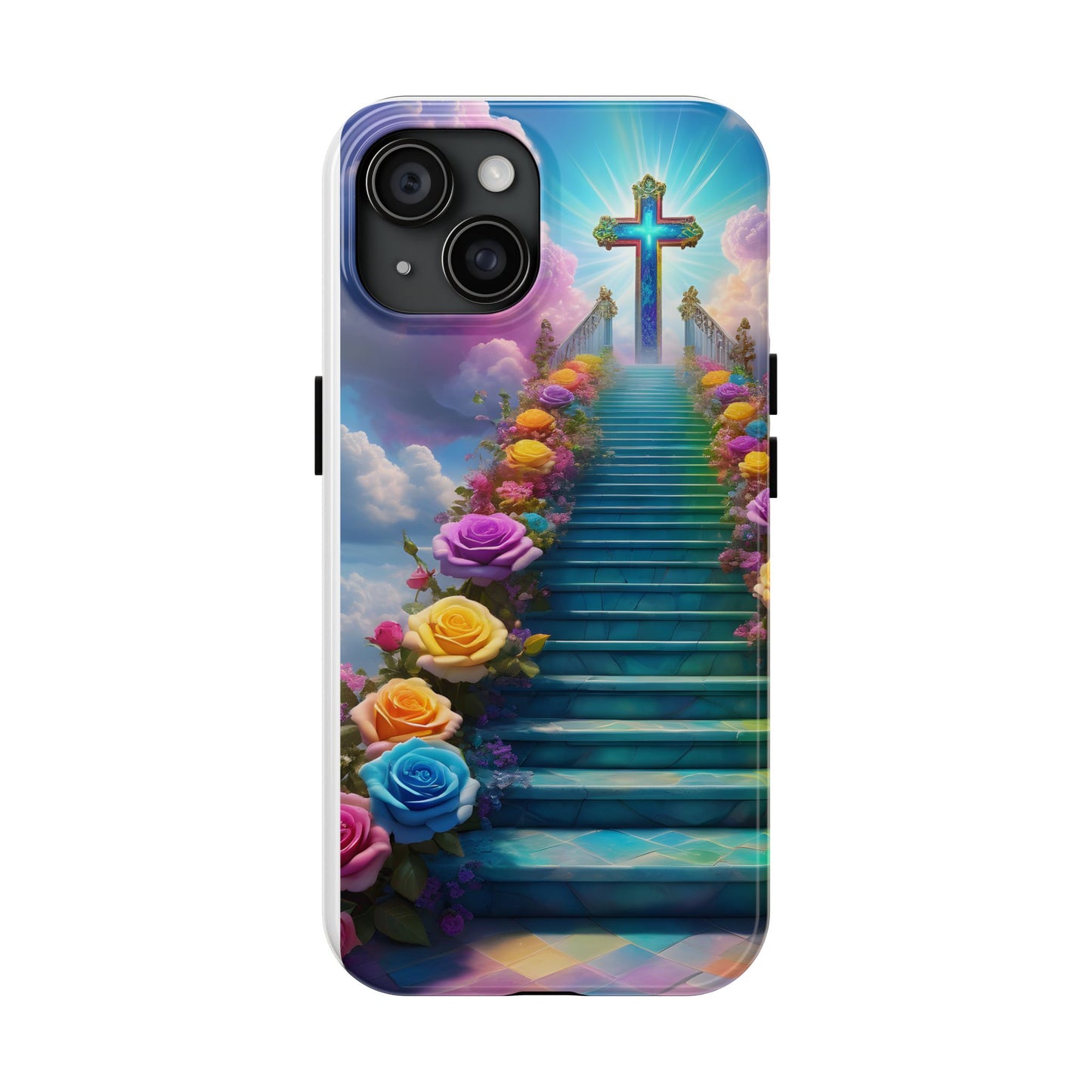 Heavenly Stairs Phone Case - Tough Protection with Cross Design