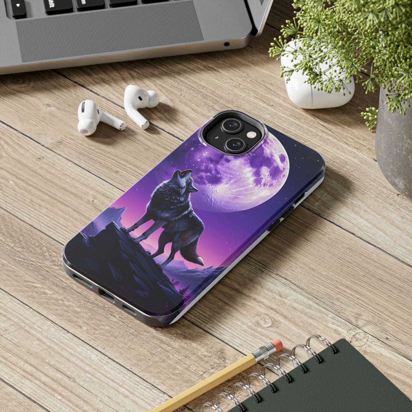 Howling Wolf Tough Phone Cases β Durable Protection with Mystical Moon Design