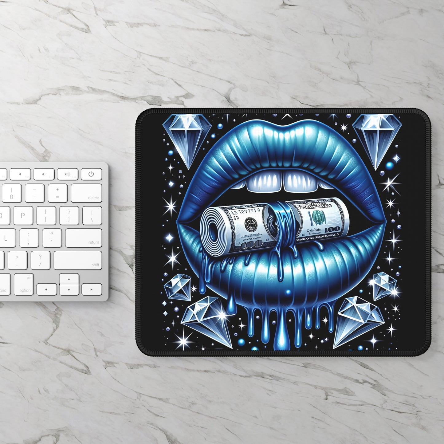 Money Lips & Diamond Drip Mouse Pad – Click Like a Billionaire