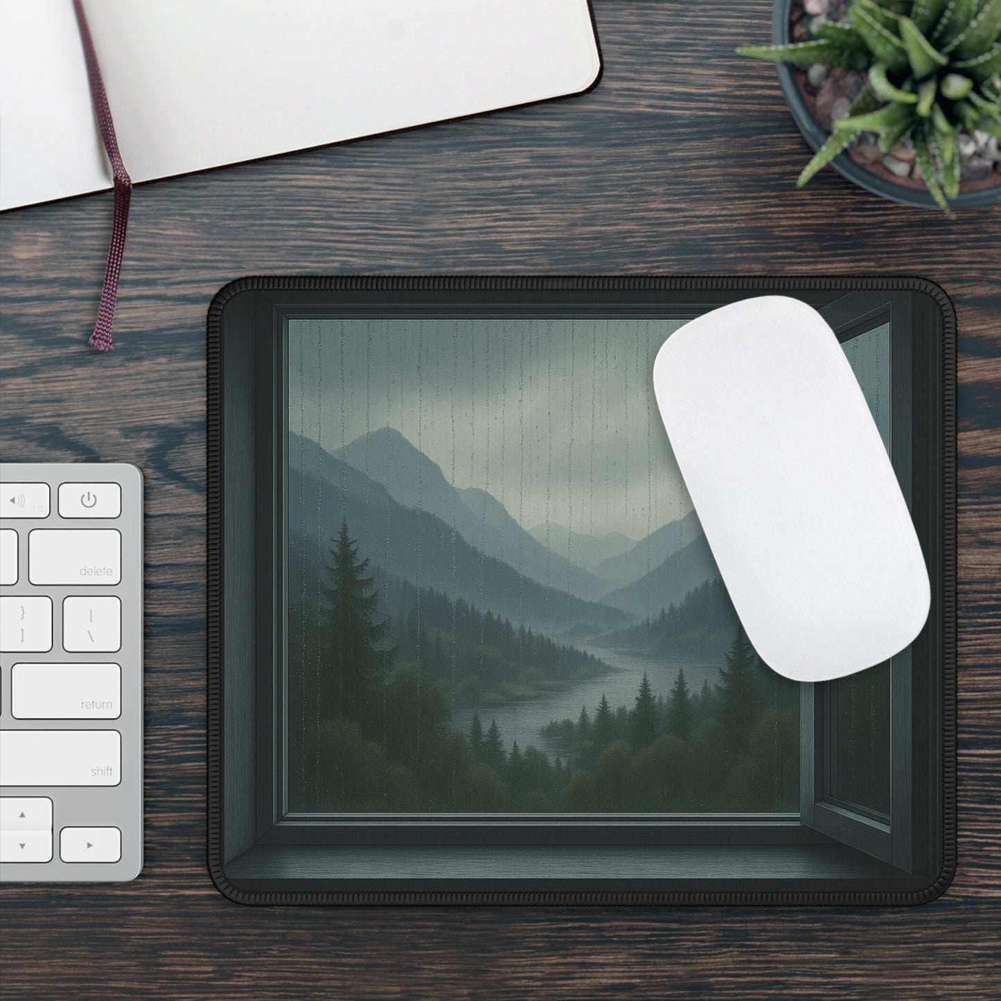 Misty Mountains Mouse Pad – Let the Rain Fall & the Calm Rise