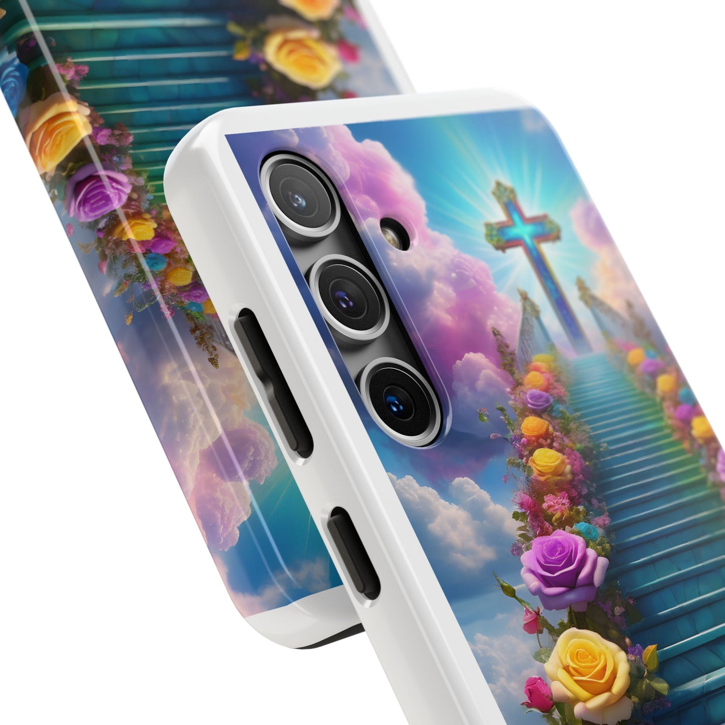 Heavenly Stairs Phone Case - Tough Protection with Cross Design