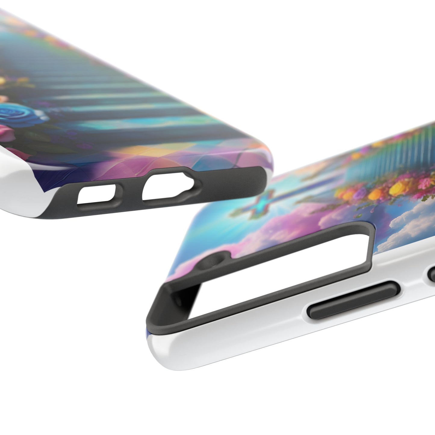 Heavenly Stairs Phone Case - Tough Protection with Cross Design