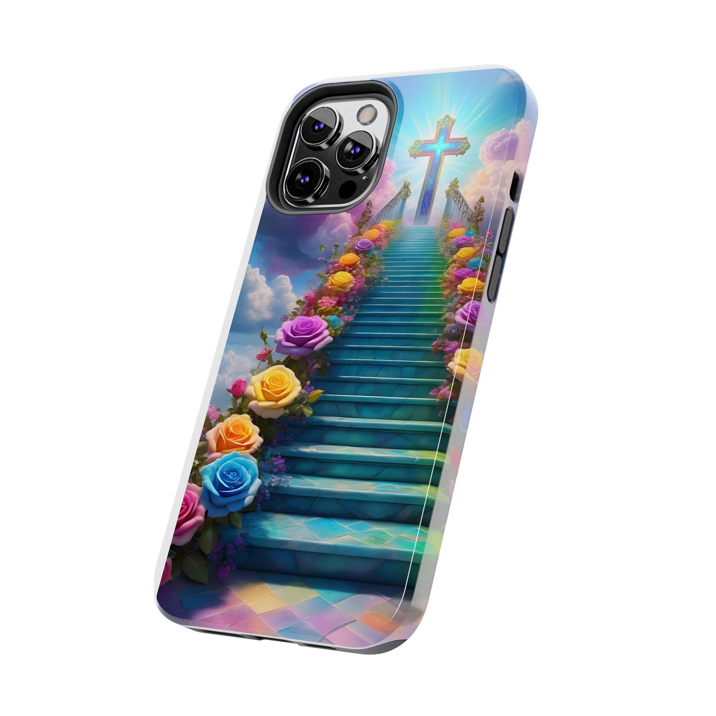 Heavenly Stairs Phone Case - Tough Protection with Cross Design