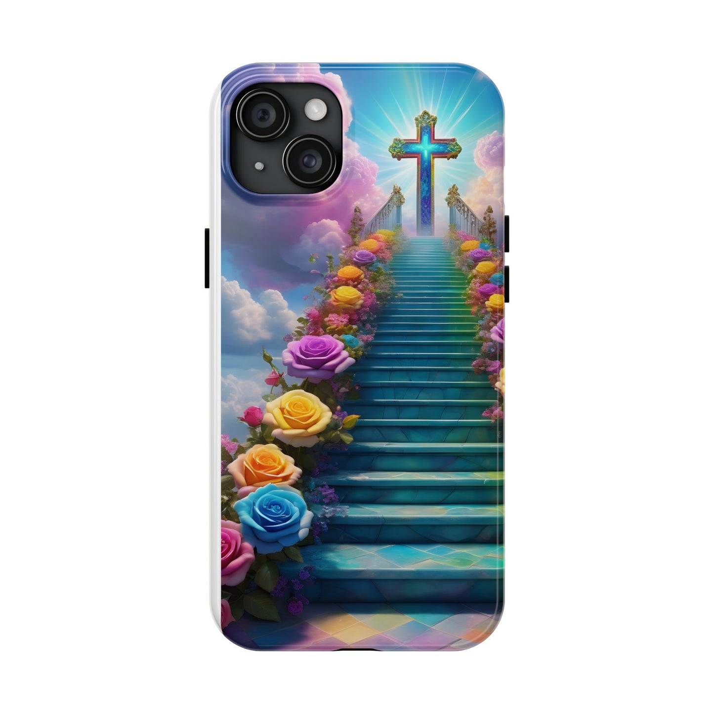 Heavenly Stairs Phone Case - Tough Protection with Cross Design