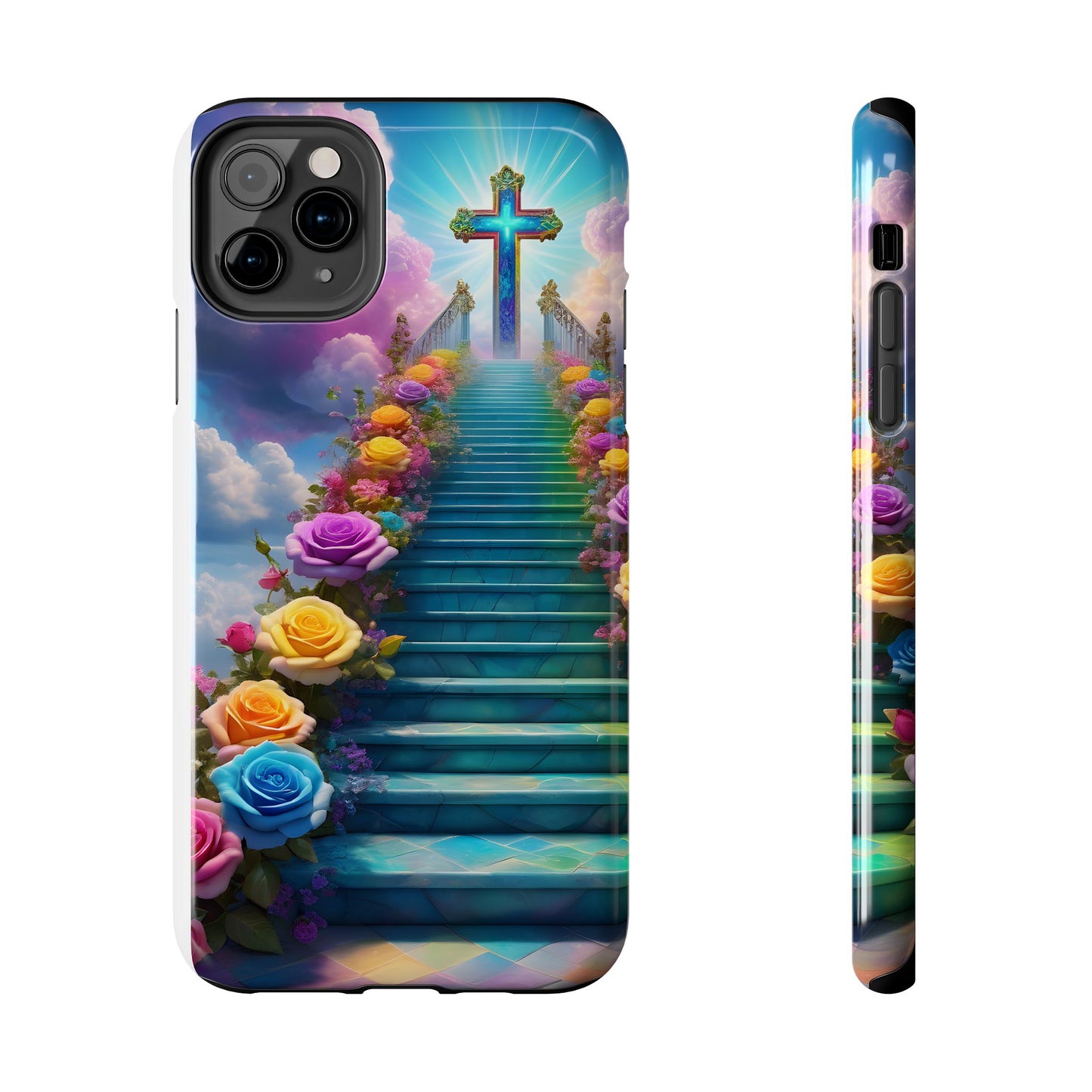 Heavenly Stairs Phone Case - Tough Protection with Cross Design