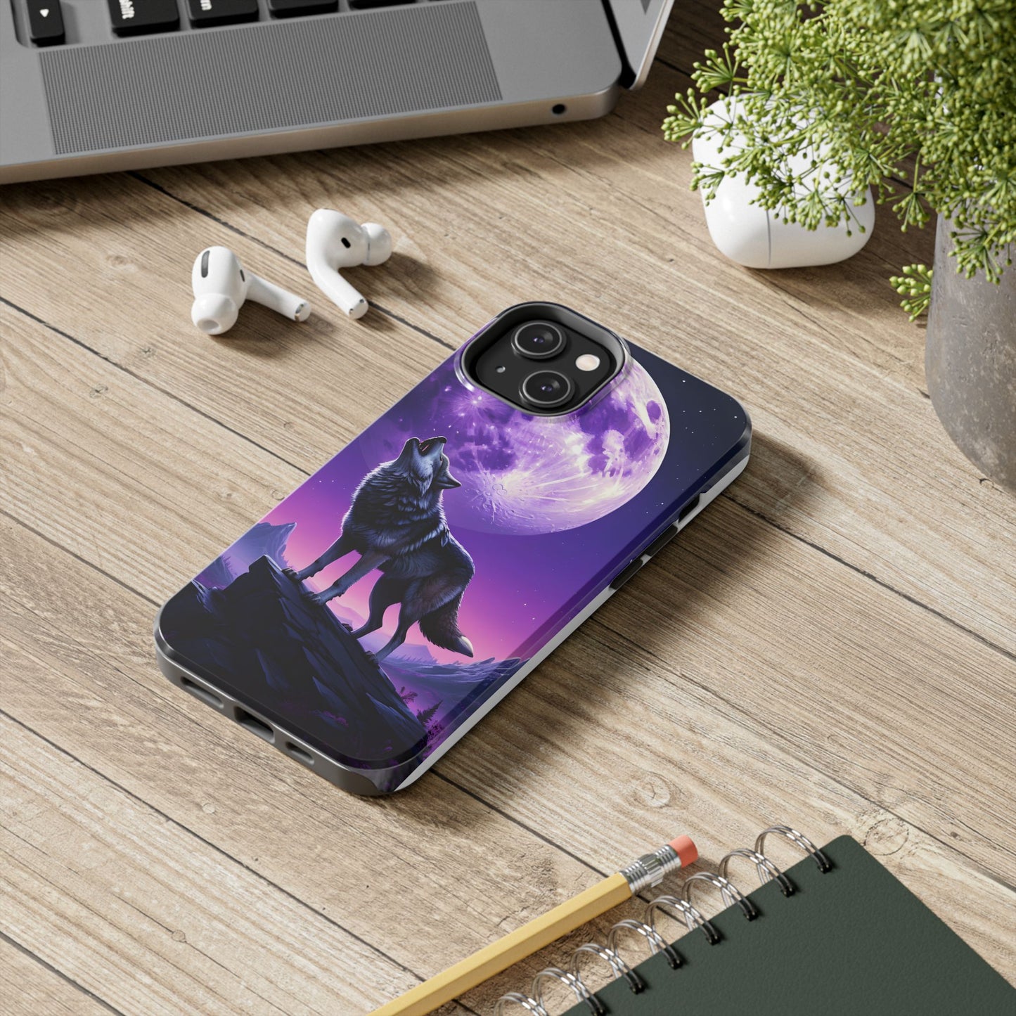 Howling Wolf Tough Phone Cases β Durable Protection with Mystical Moon Design