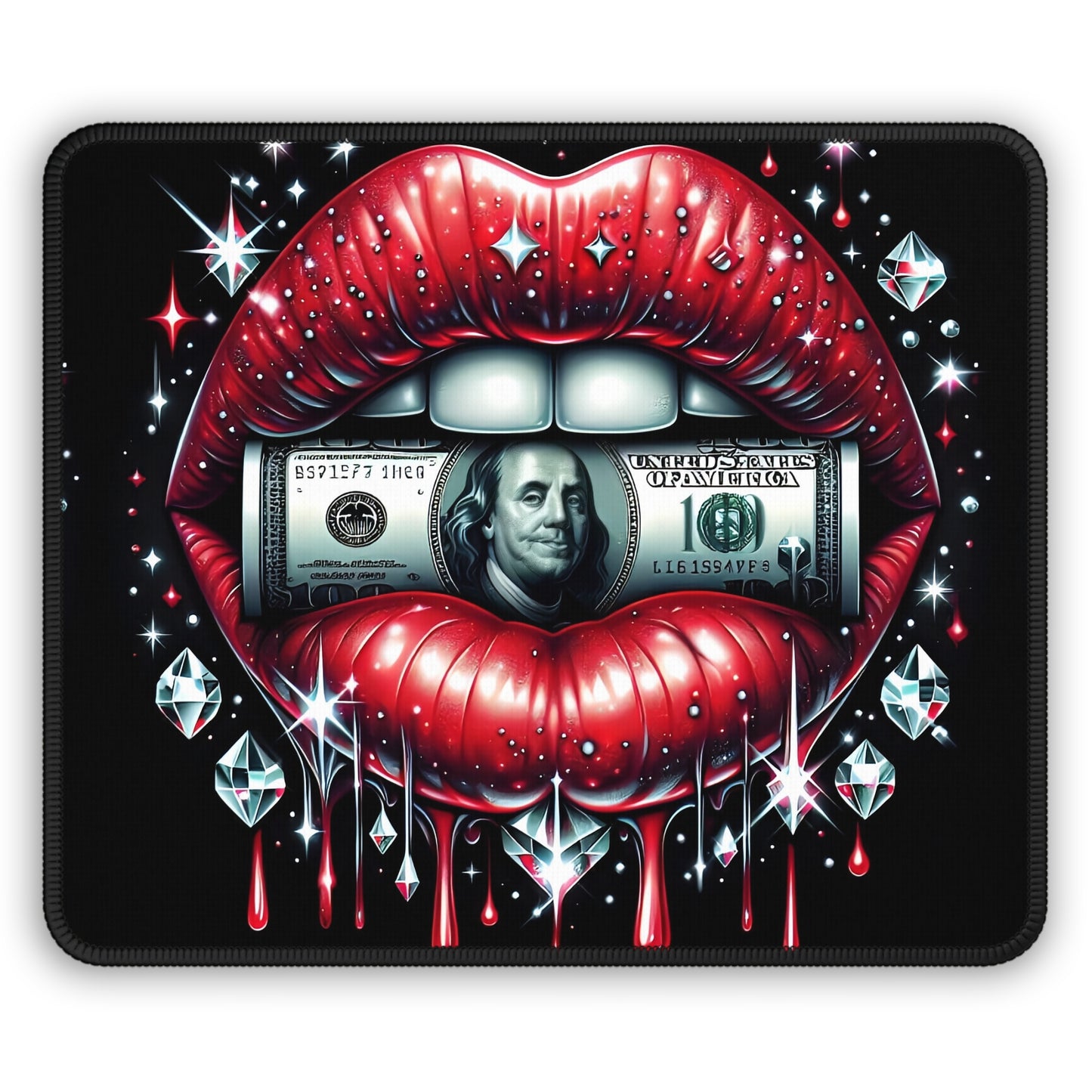 Money Lips & Diamond Drip Mouse Pad – Click Like a Billionaire