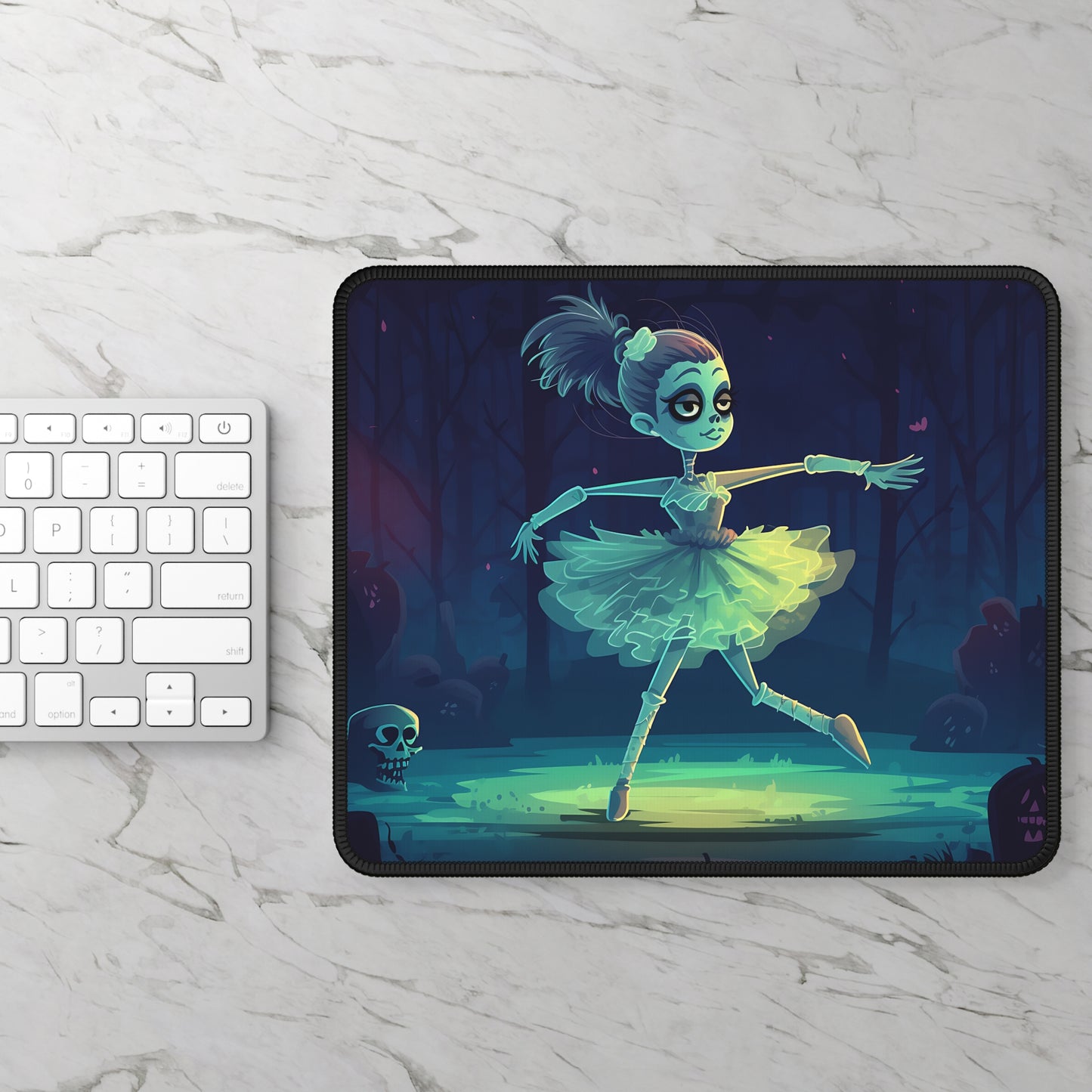 Bone Ballerina Mouse Pad – Pirouette Past the Graveyard