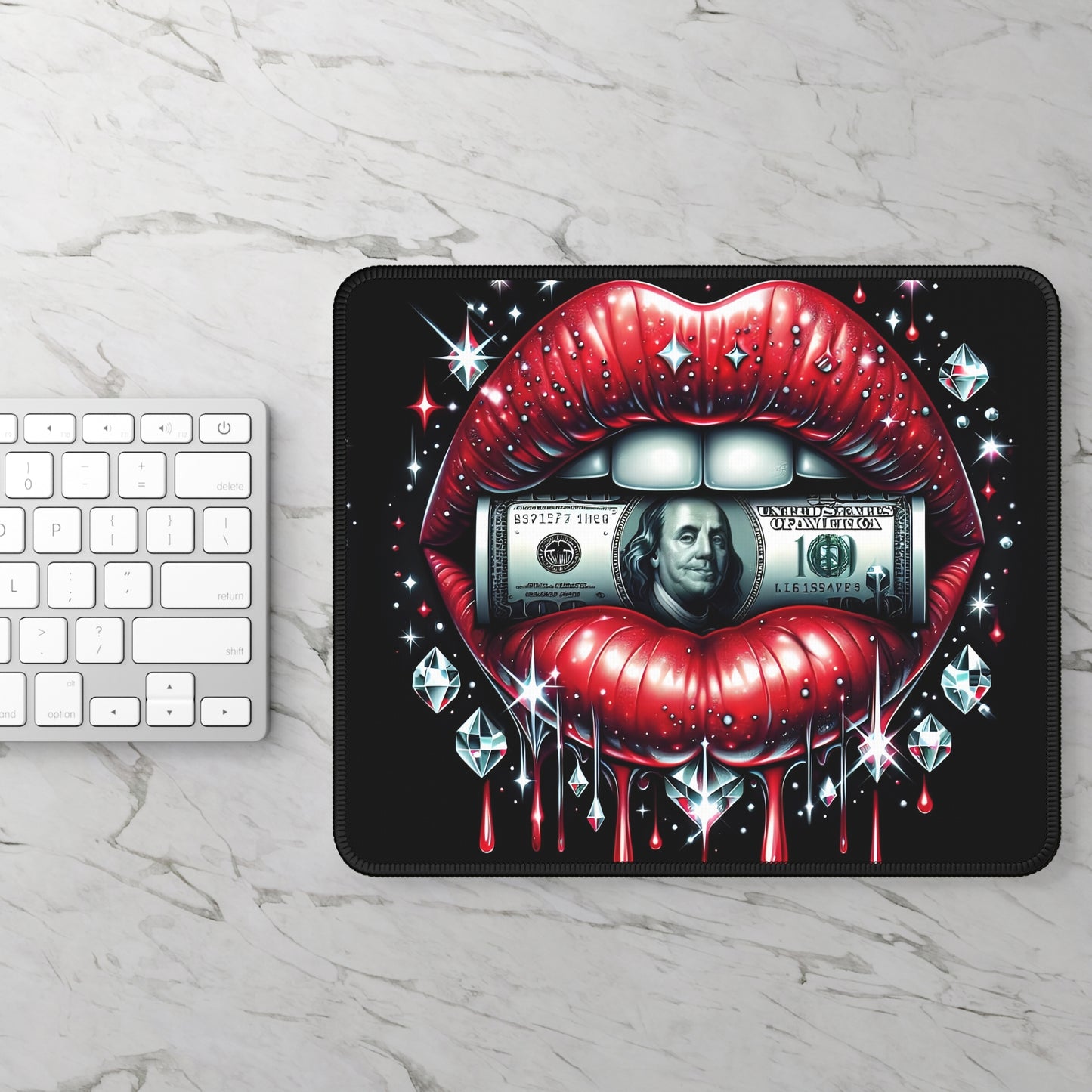 Money Lips & Diamond Drip Mouse Pad – Click Like a Billionaire