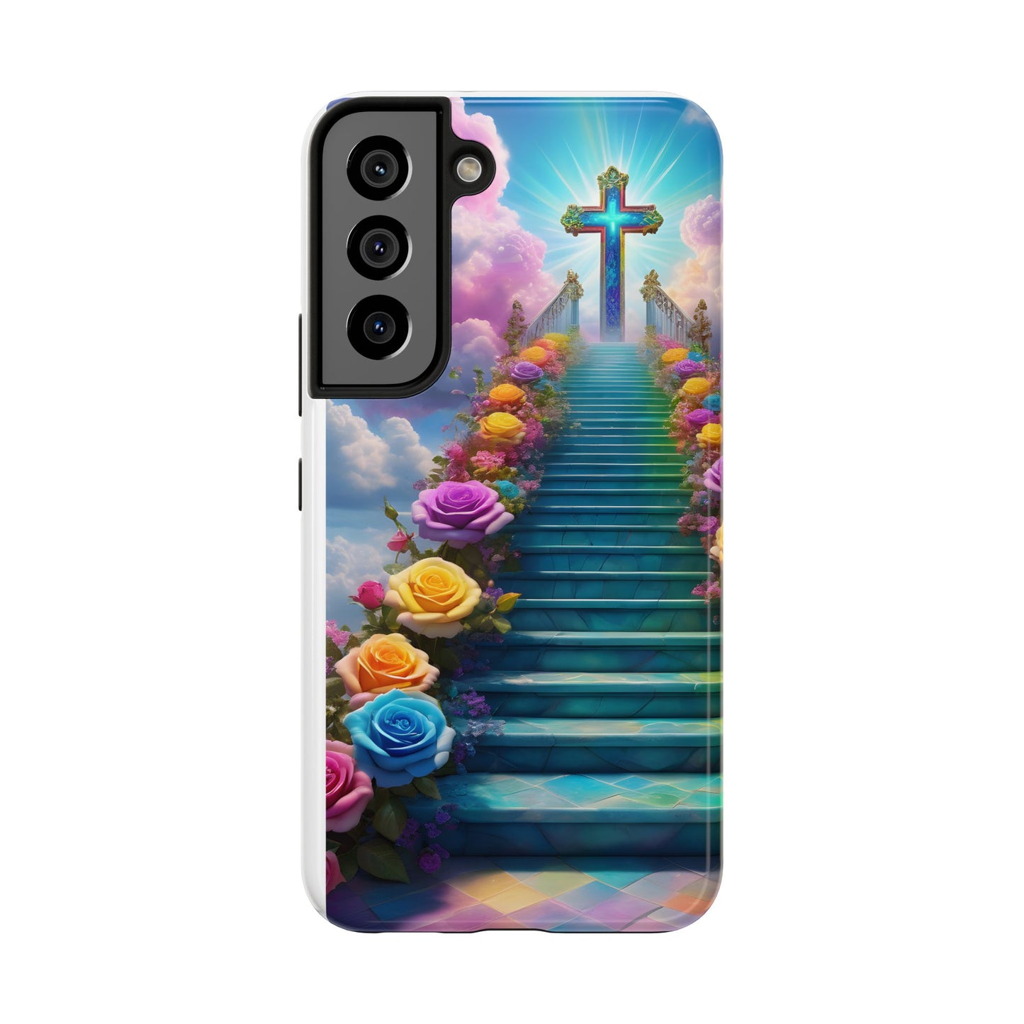 Heavenly Stairs Phone Case - Tough Protection with Cross Design