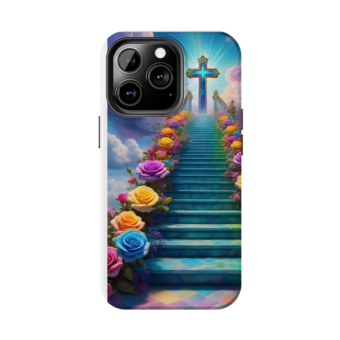 Heavenly Stairs Phone Case - Tough Protection with Cross Design