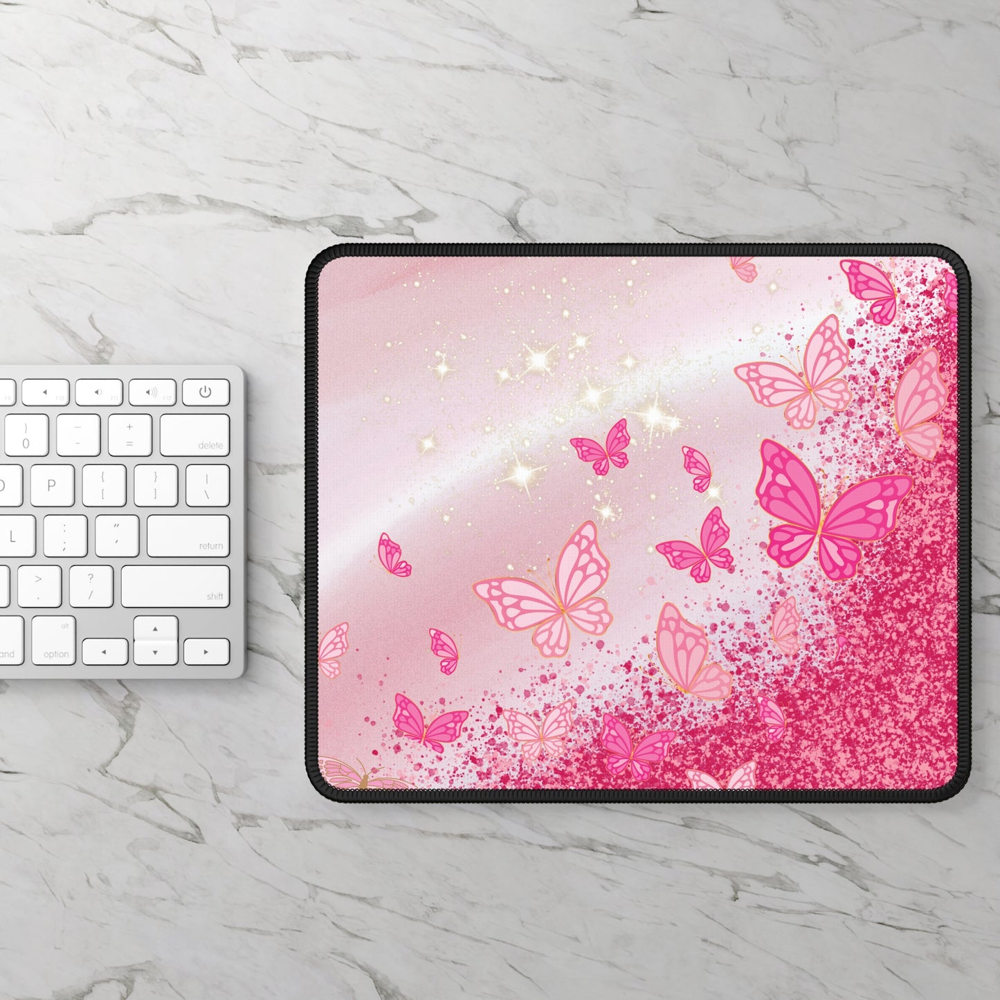 Pink Sparkle Flight Mouse Pad – Flutter with Fierce Style