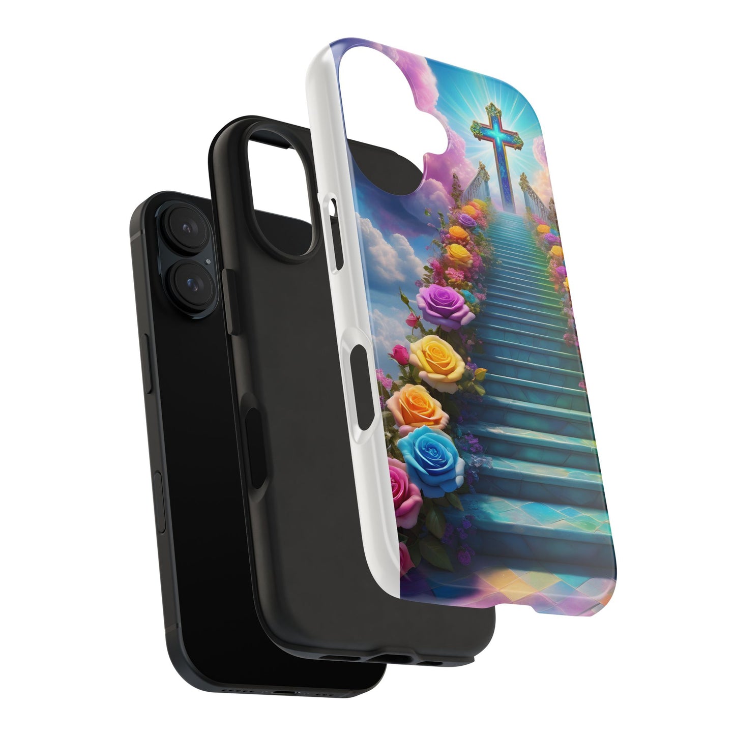 Heavenly Stairs Phone Case - Tough Protection with Cross Design