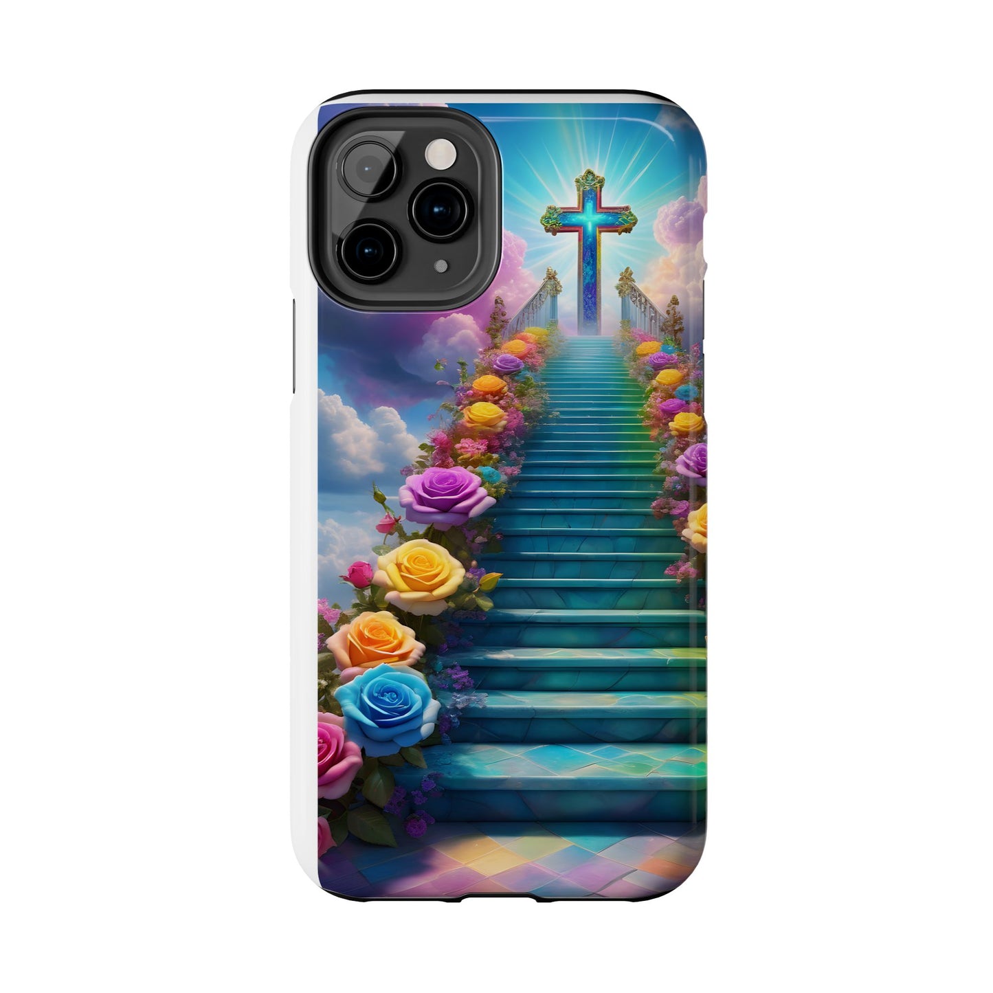 Heavenly Stairs Phone Case - Tough Protection with Cross Design