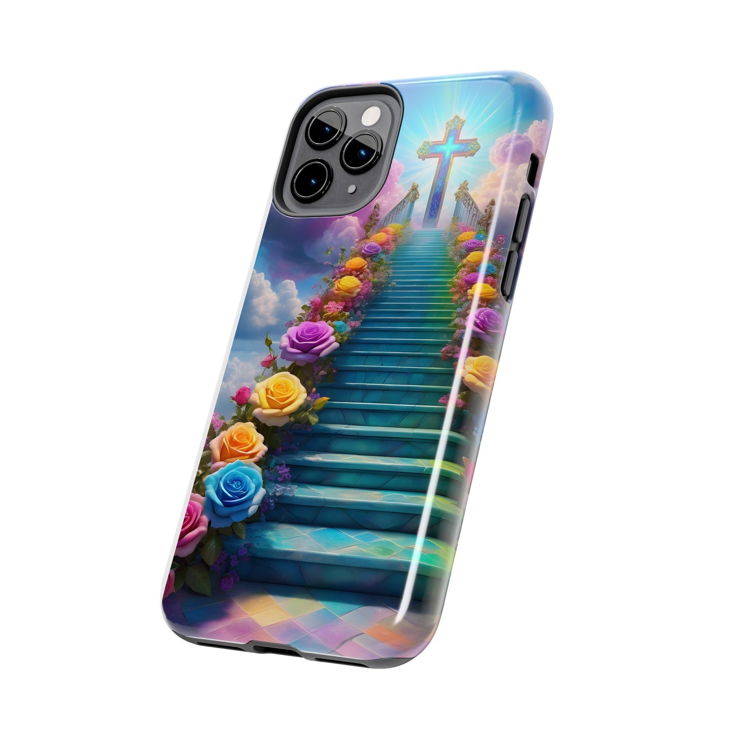 Heavenly Stairs Phone Case - Tough Protection with Cross Design