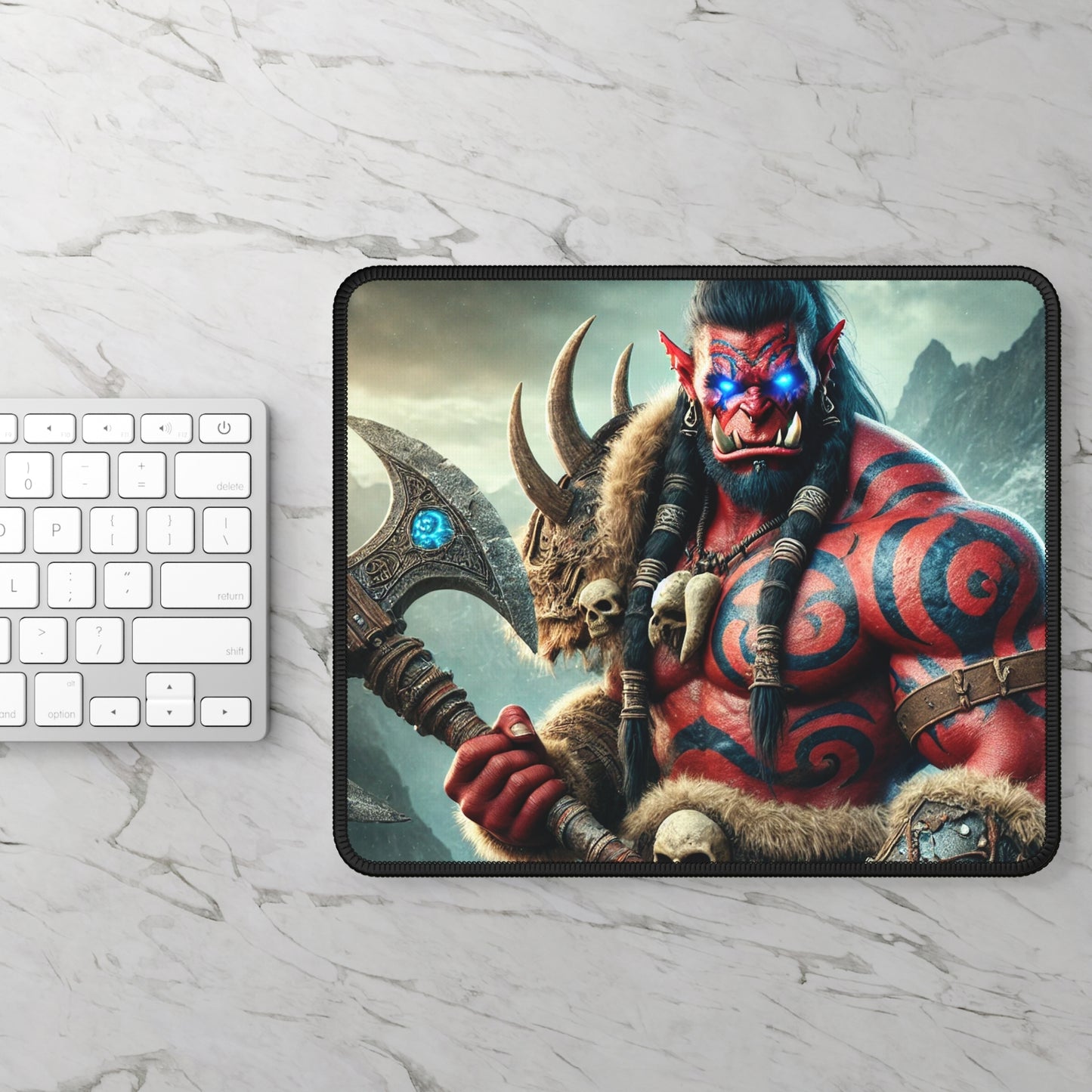 Blazing Bloodrage Mouse Pad – Wield the Axe, Rule the Realm