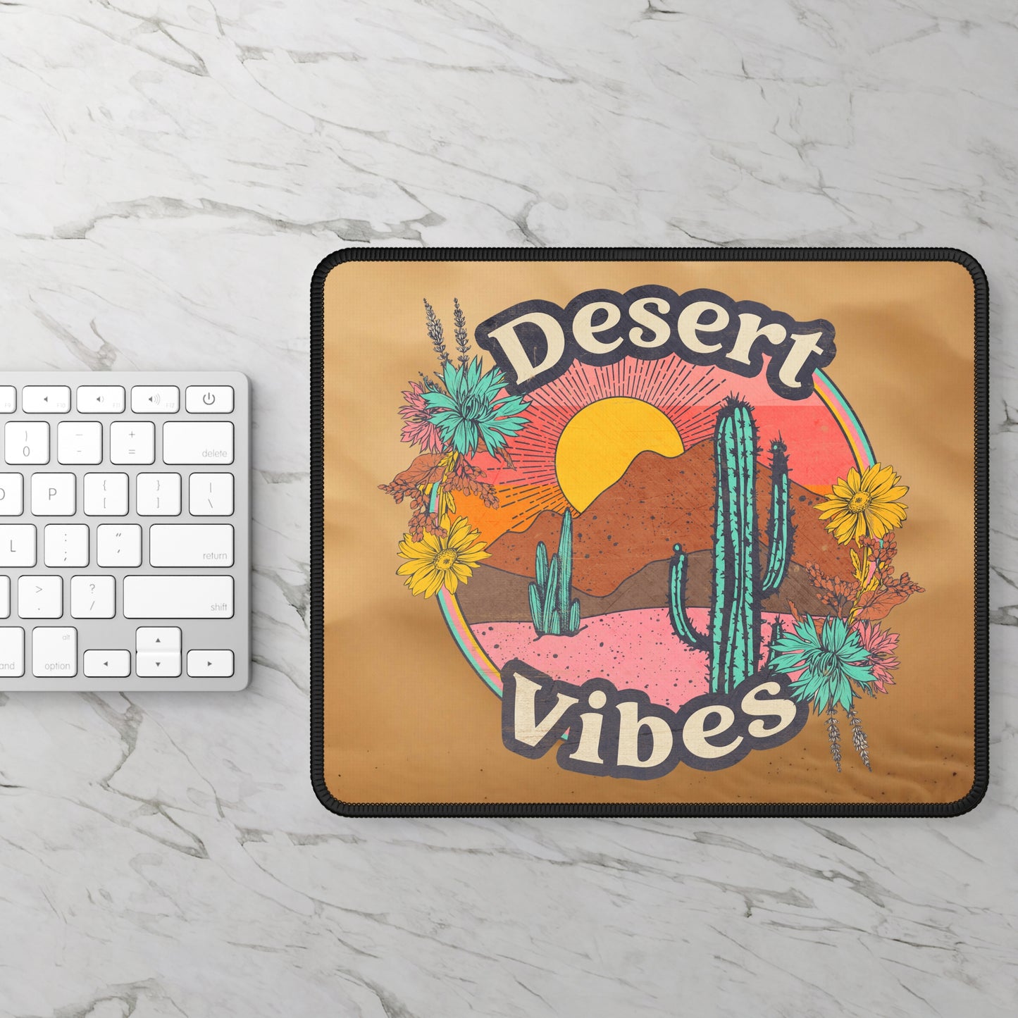 Desert Vibes Mouse Pad – Sunsets, Cacti & Creative Heat