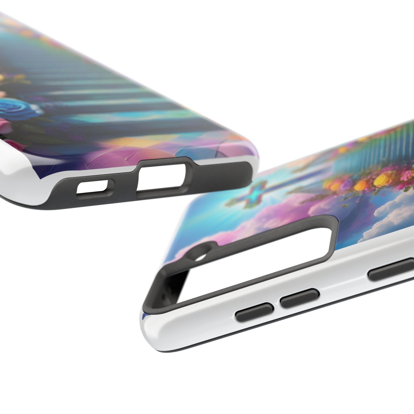 Heavenly Stairs Phone Case - Tough Protection with Cross Design