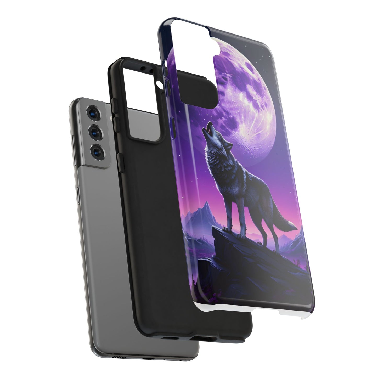 Howling Wolf Tough Phone Cases β Durable Protection with Mystical Moon Design