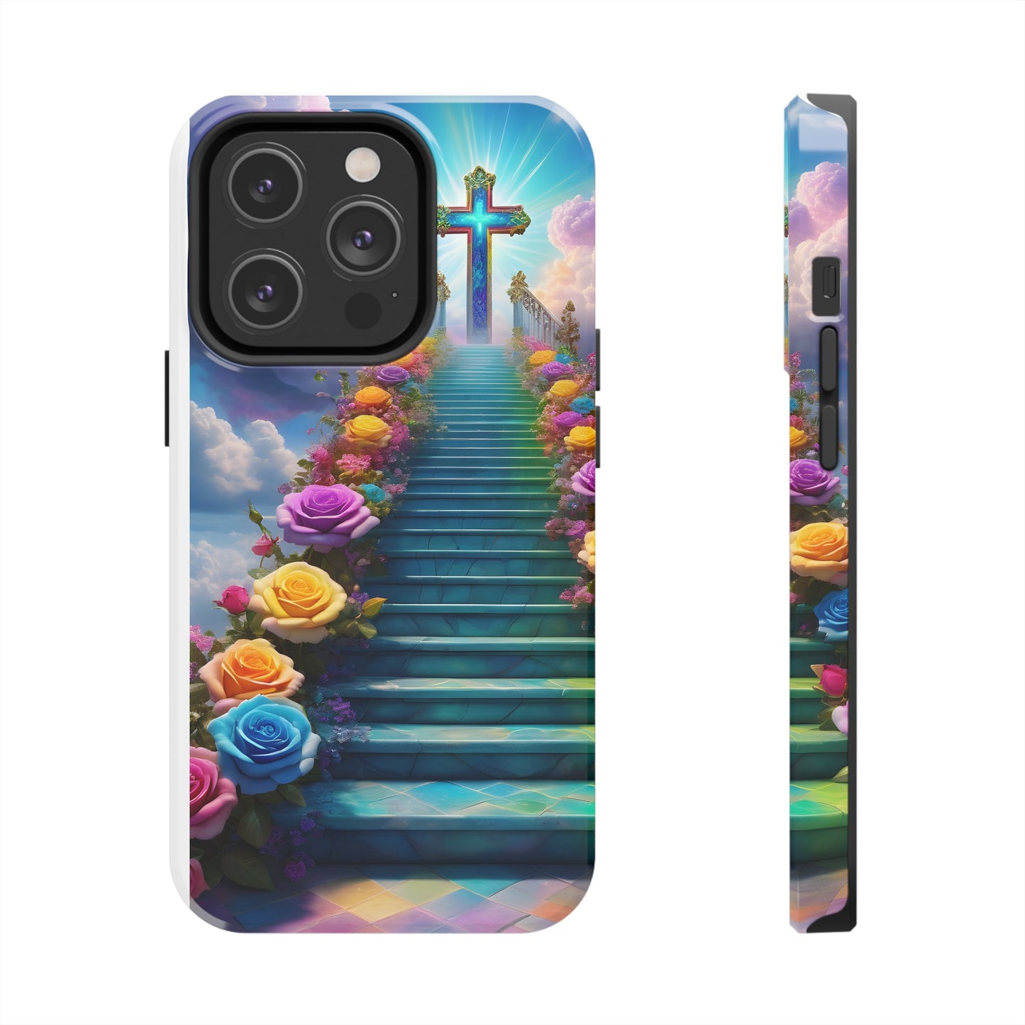 Heavenly Stairs Phone Case - Tough Protection with Cross Design