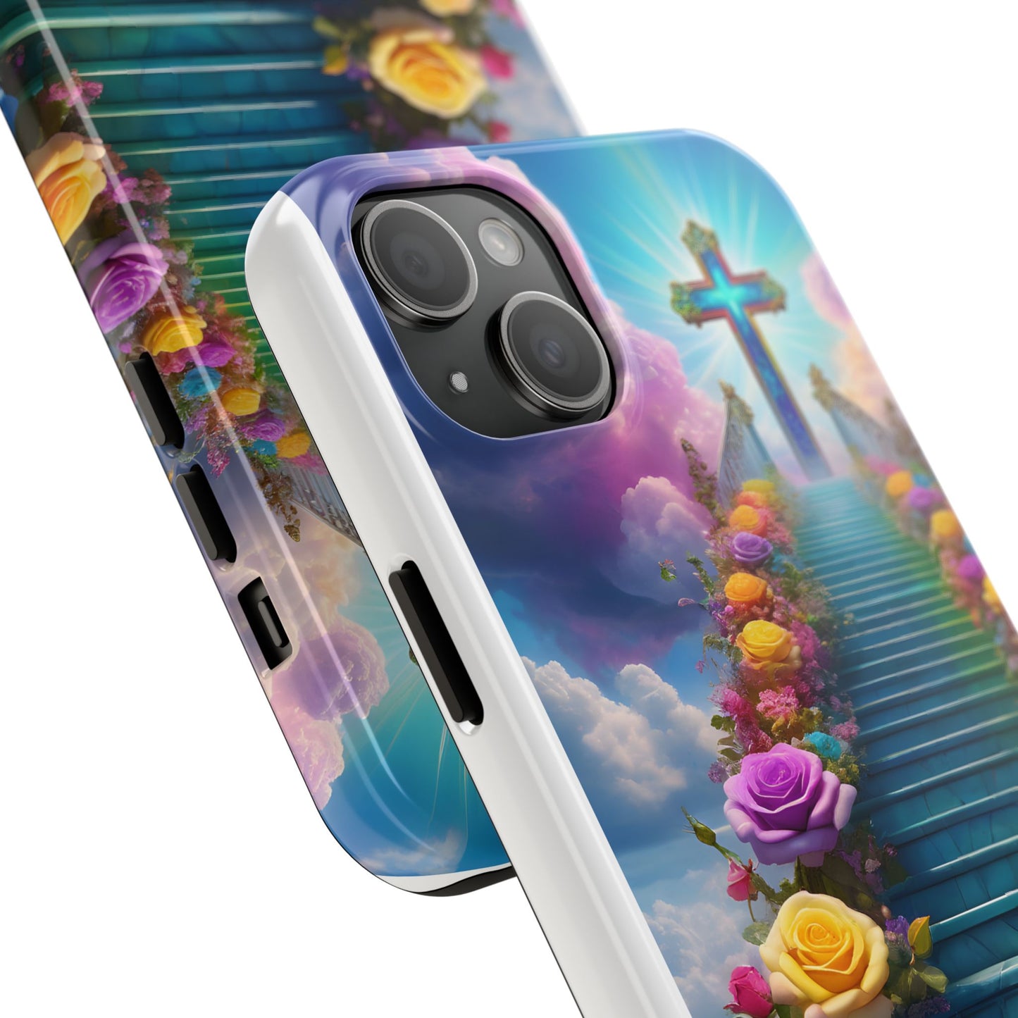 Heavenly Stairs Phone Case - Tough Protection with Cross Design