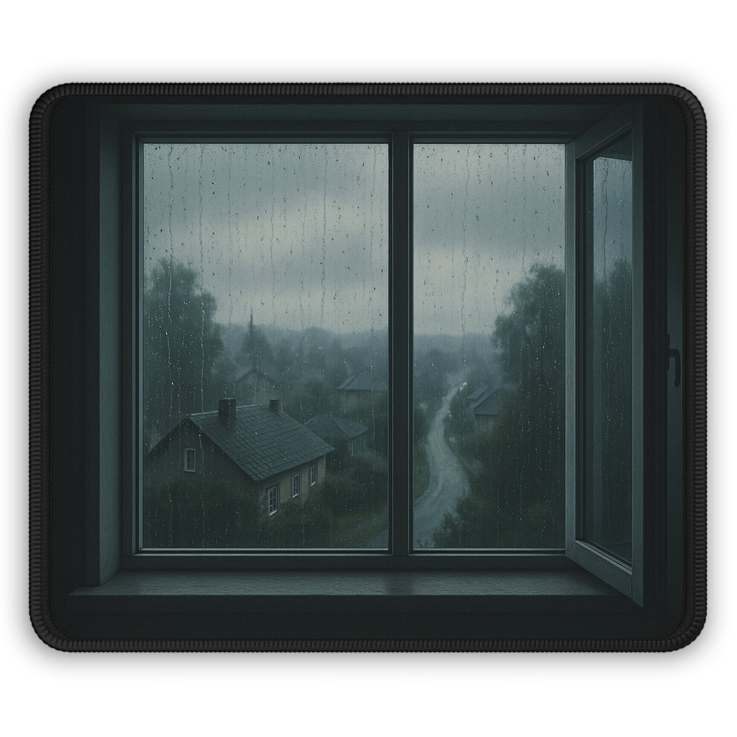 Rainy Village Mouse Pad – A Window into Stillness & Story