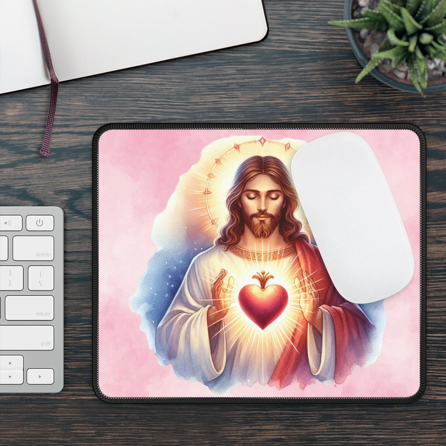 Sacred Heart Radiance Mouse Pad – Let His Infinite Love Light Your Path Every Day