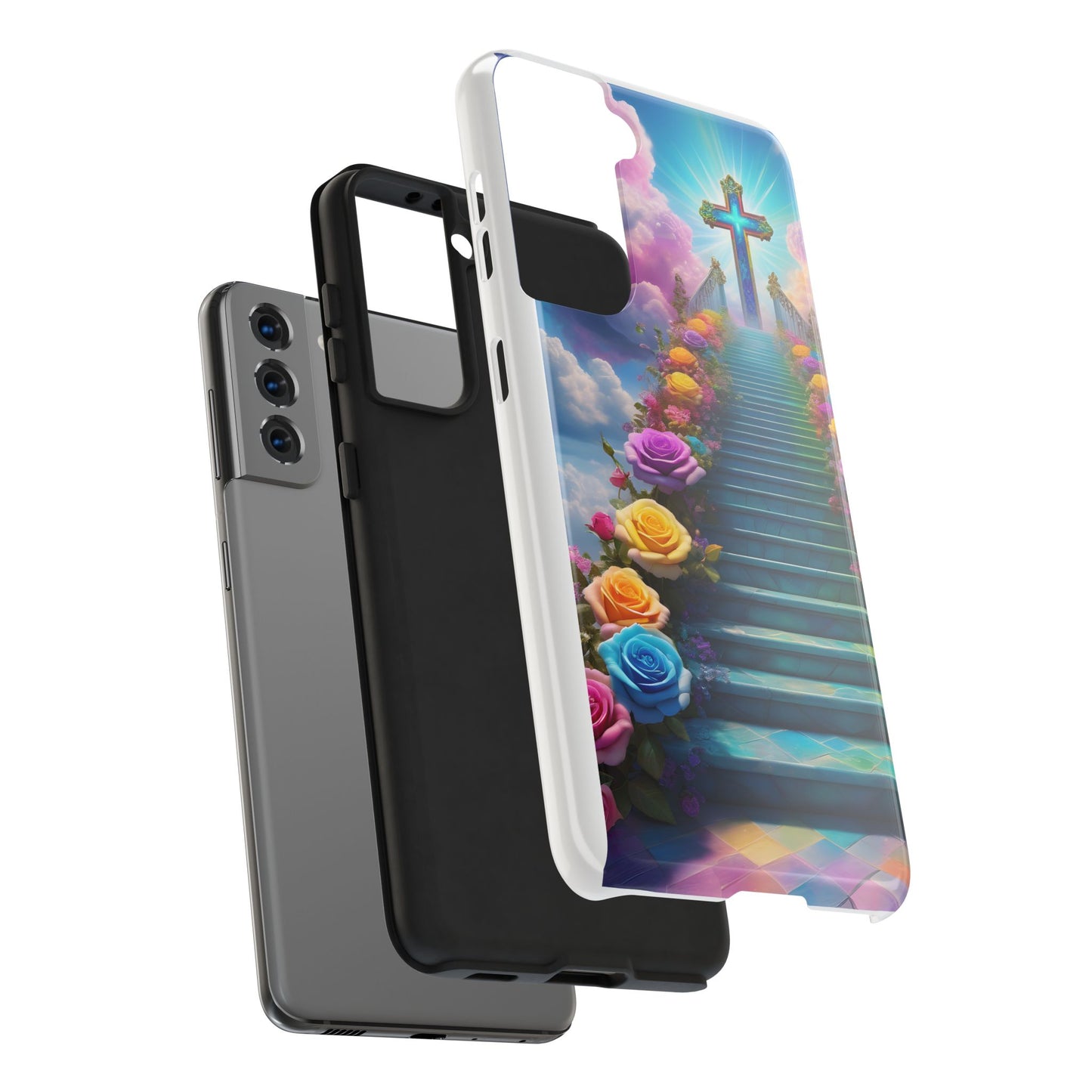 Heavenly Stairs Phone Case - Tough Protection with Cross Design